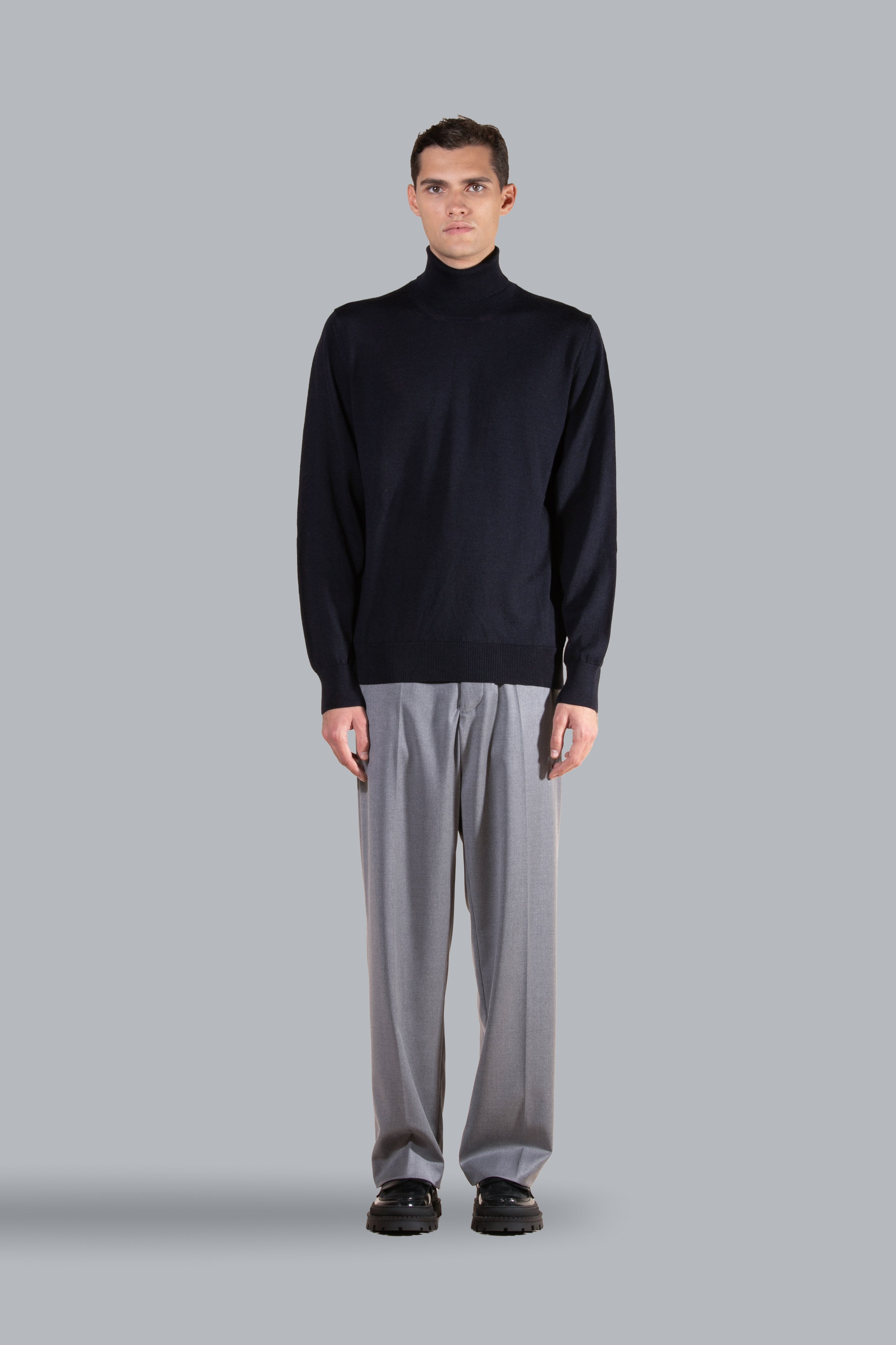 Col roulé en laine mérinos - Bleu