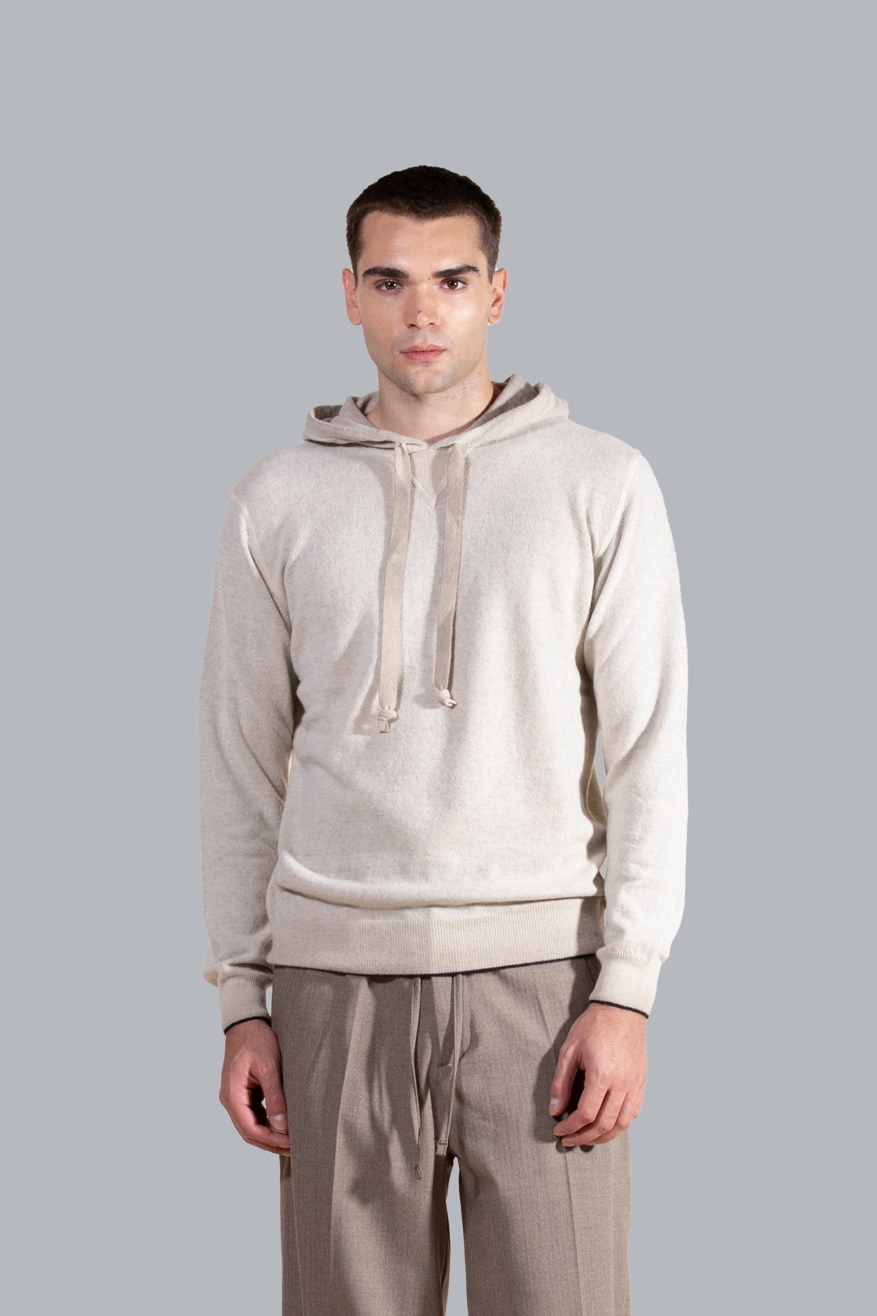 Pull en laine à capuche - Beige