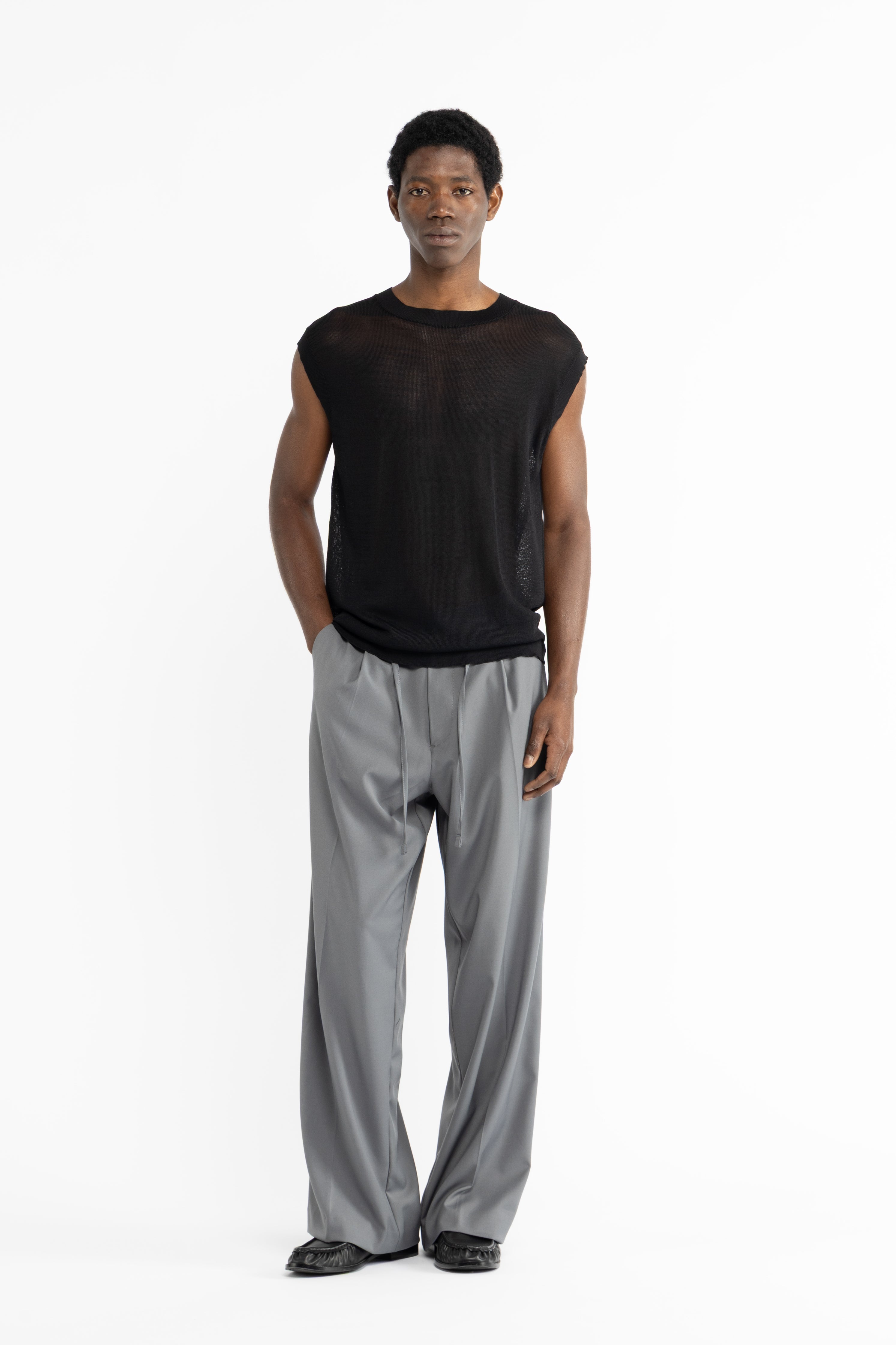 Smanicato in maglia - Nero