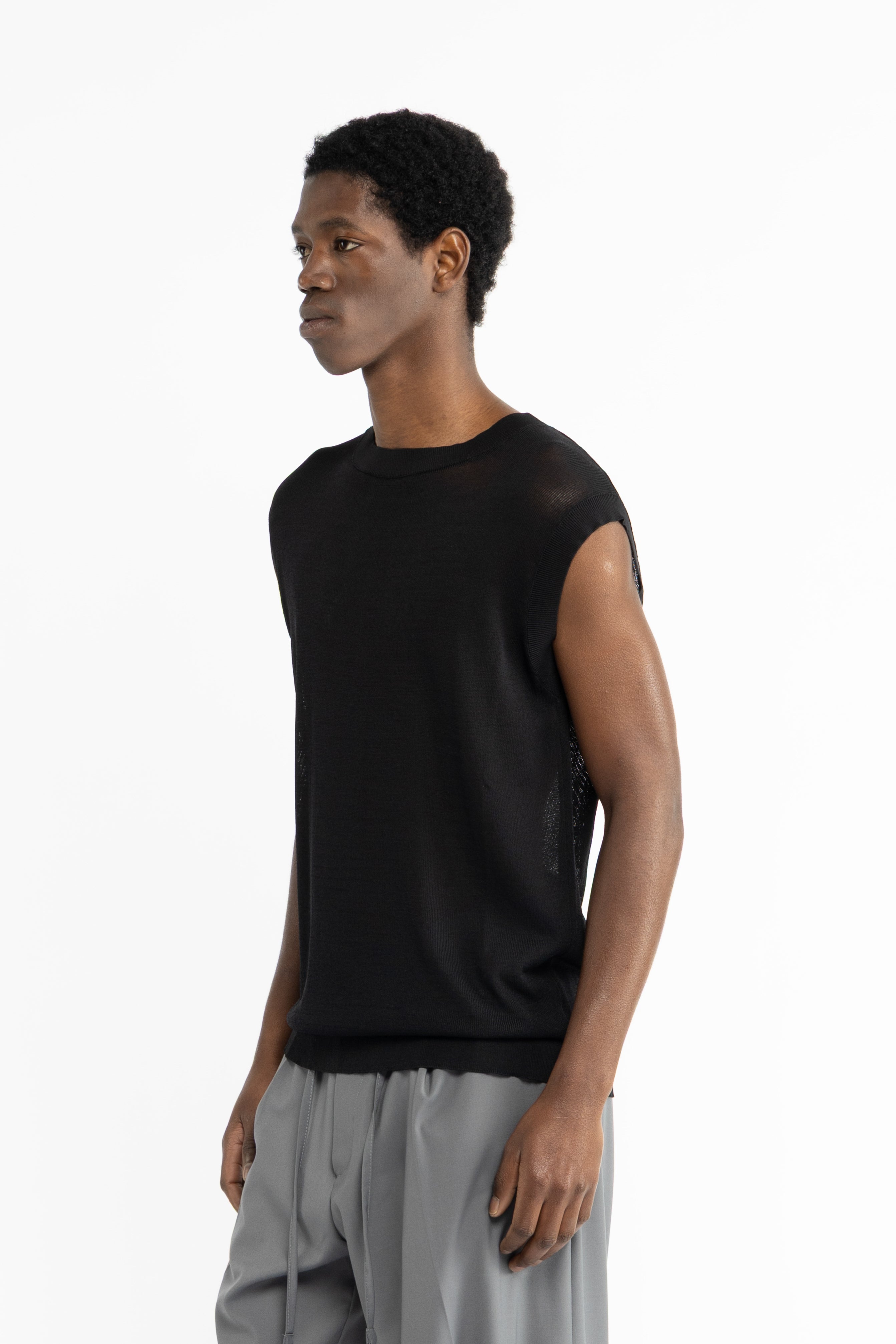 Smanicato in maglia - Nero