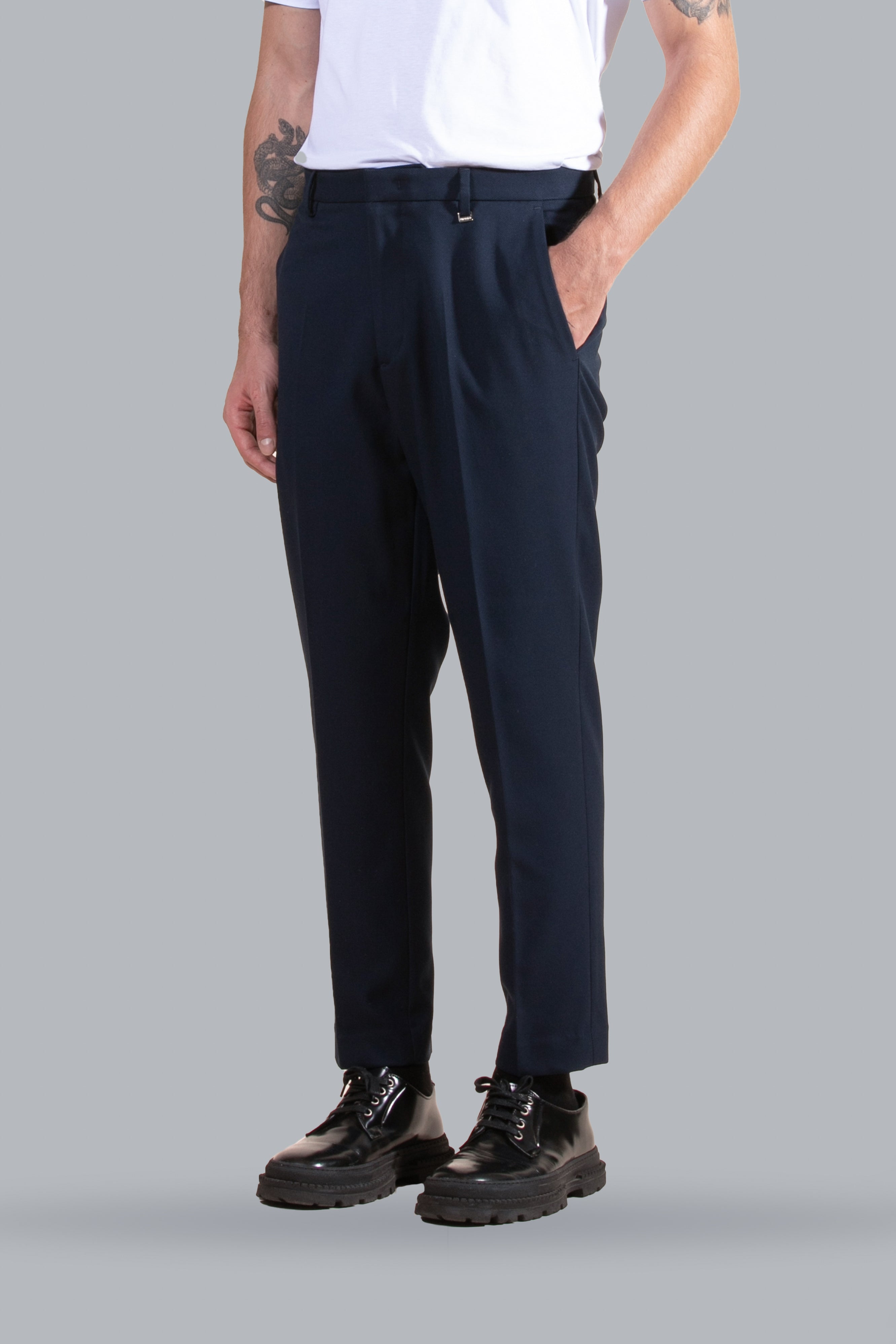 Pantalon de costume coupe droite avec poche oblique - Bleu