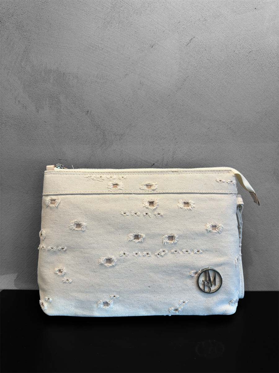 Pochette in denim panna