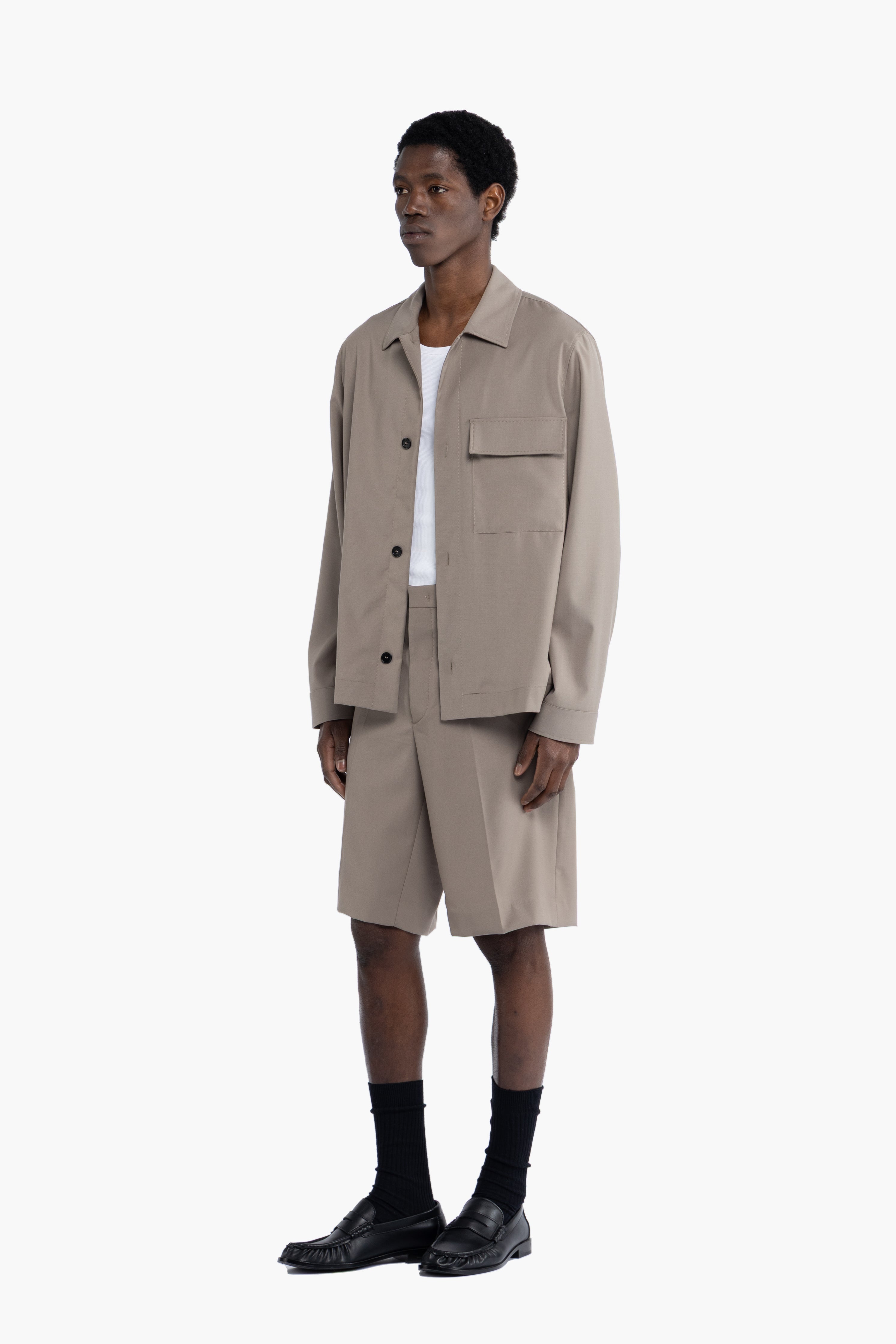 Giacca camicia sfoderata - Taupe