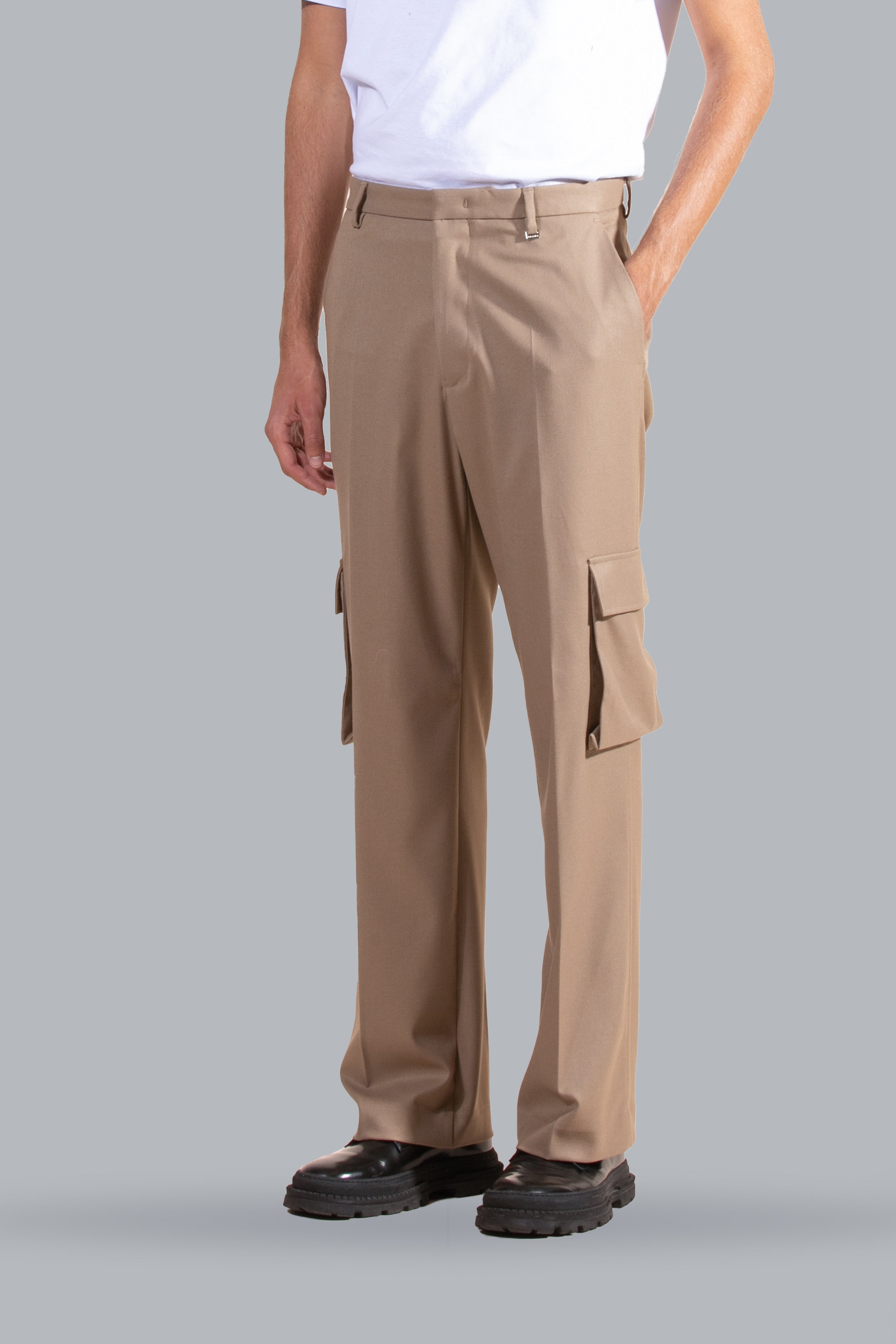 Pantalon cargo à jambes larges - Beige