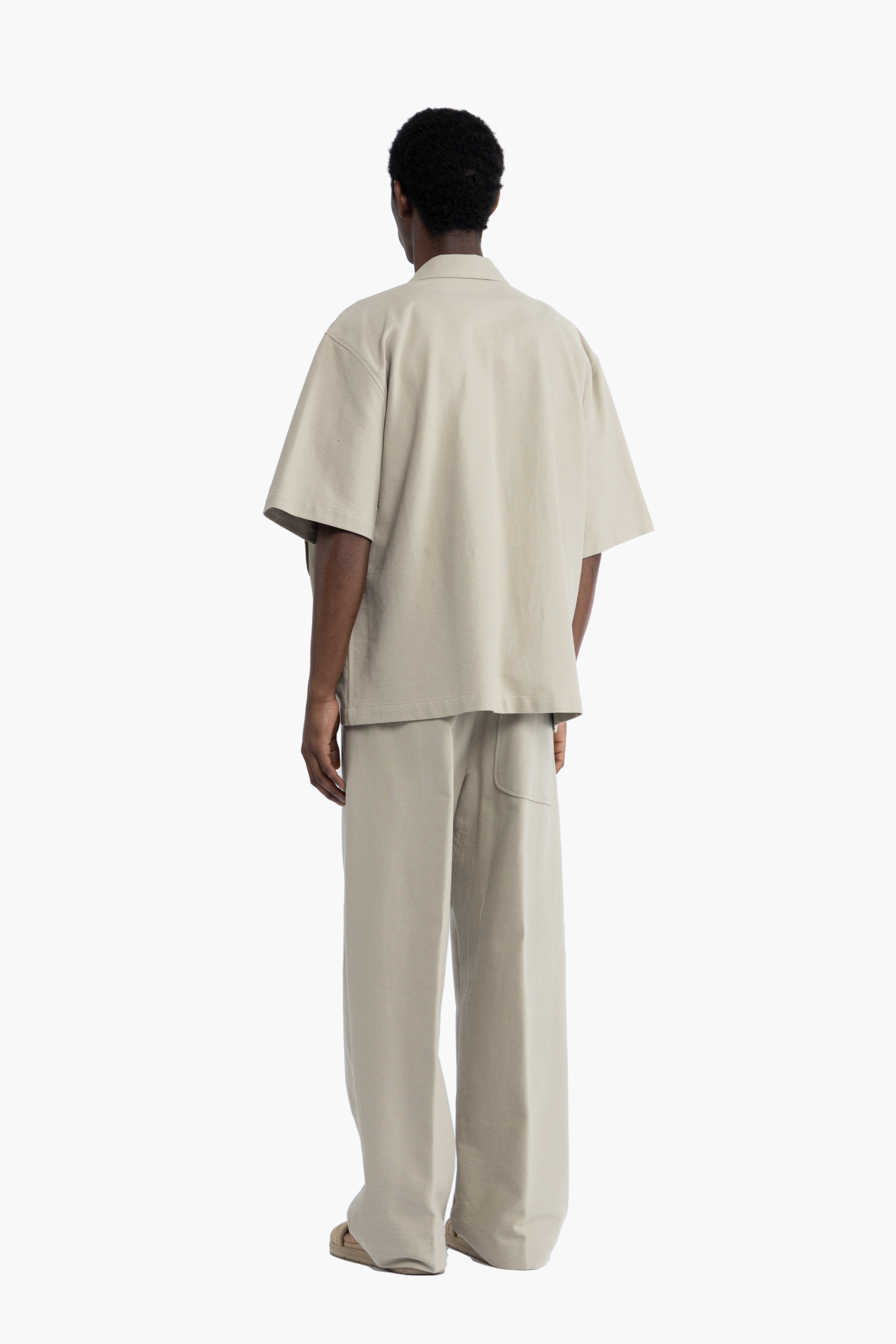 Pantalone in cotone lino gamba ampio - Verde