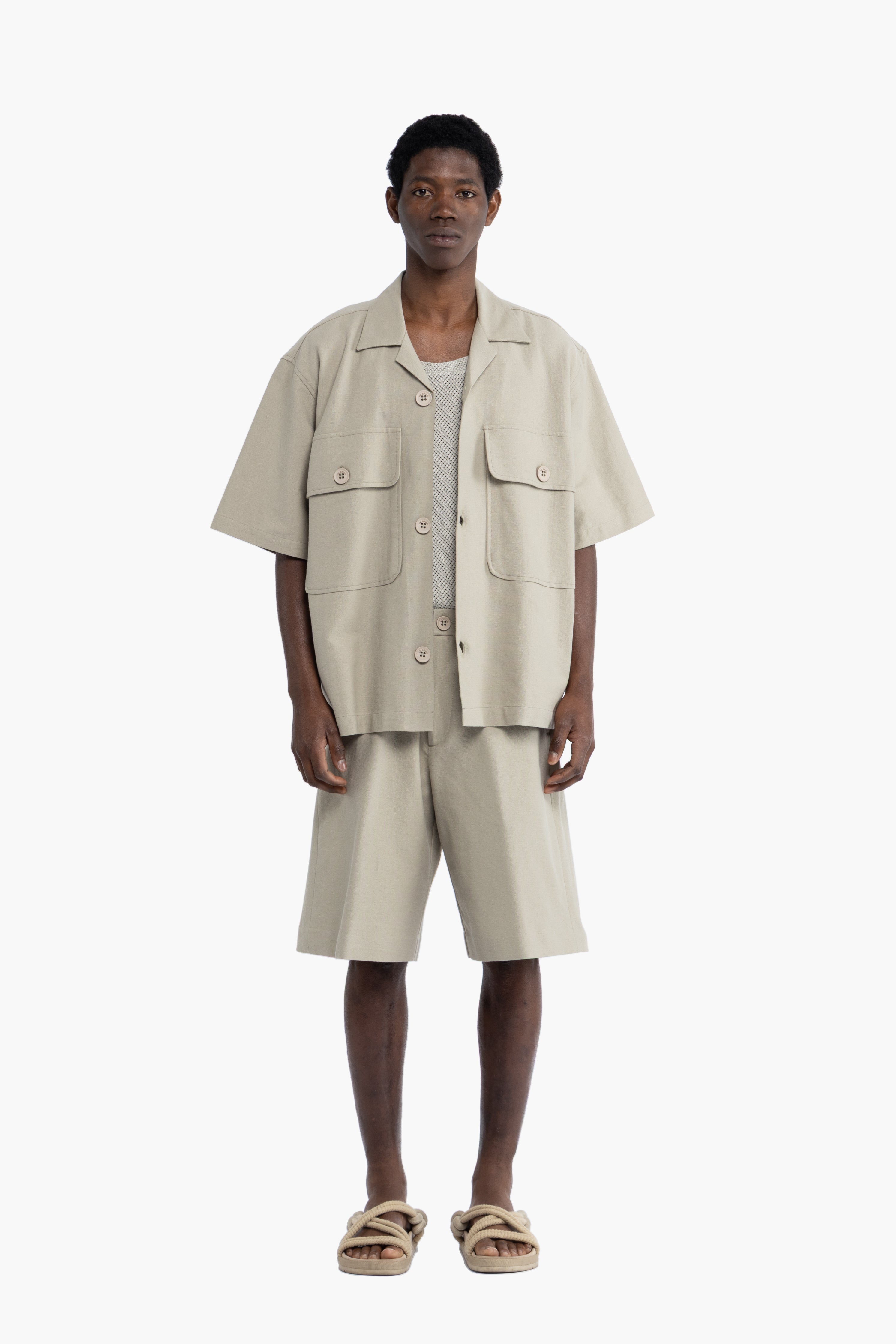 Bermuda in cotone lino - Verde