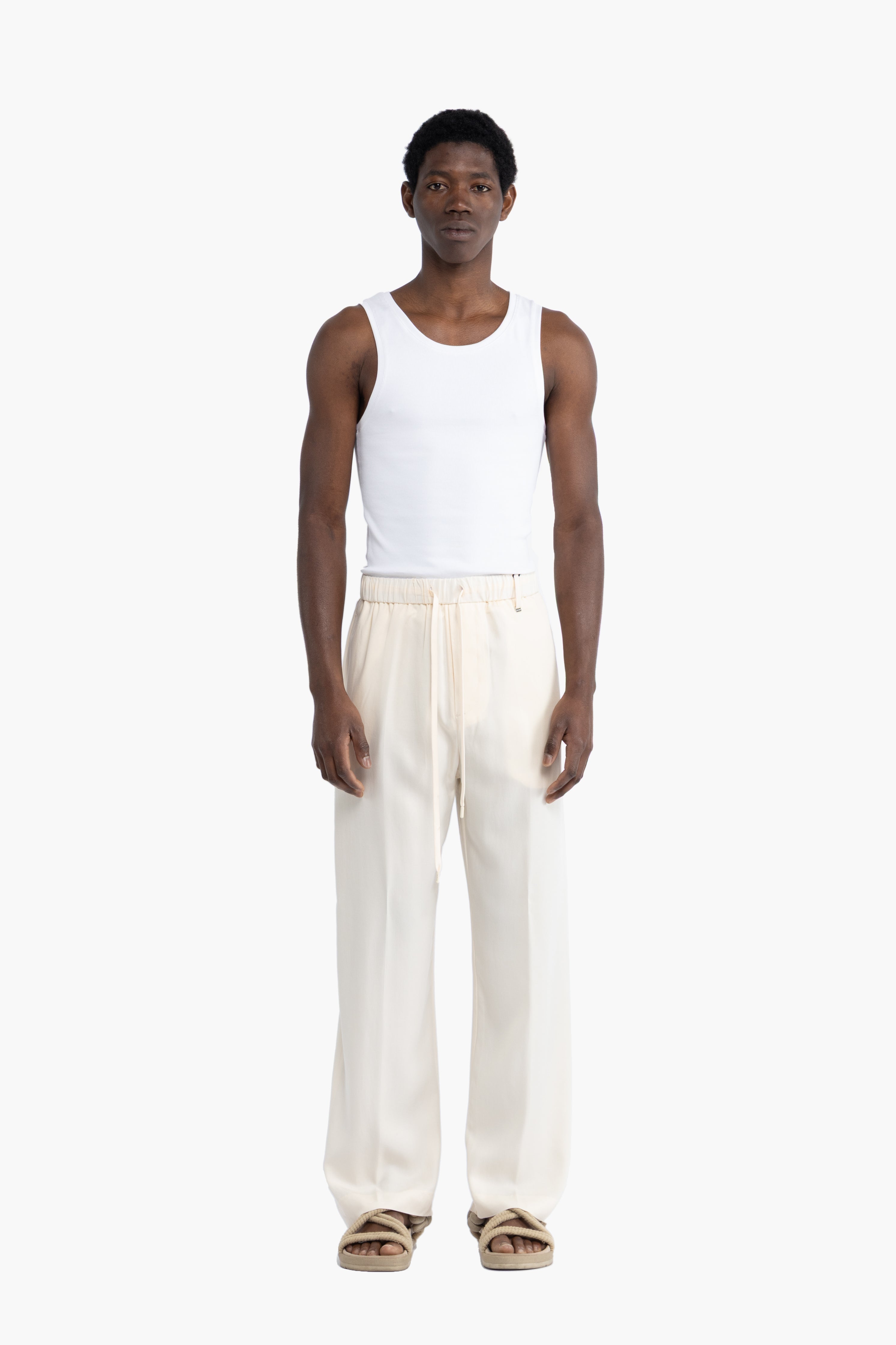 Pantalone fondo ampio in lyocell - Panna