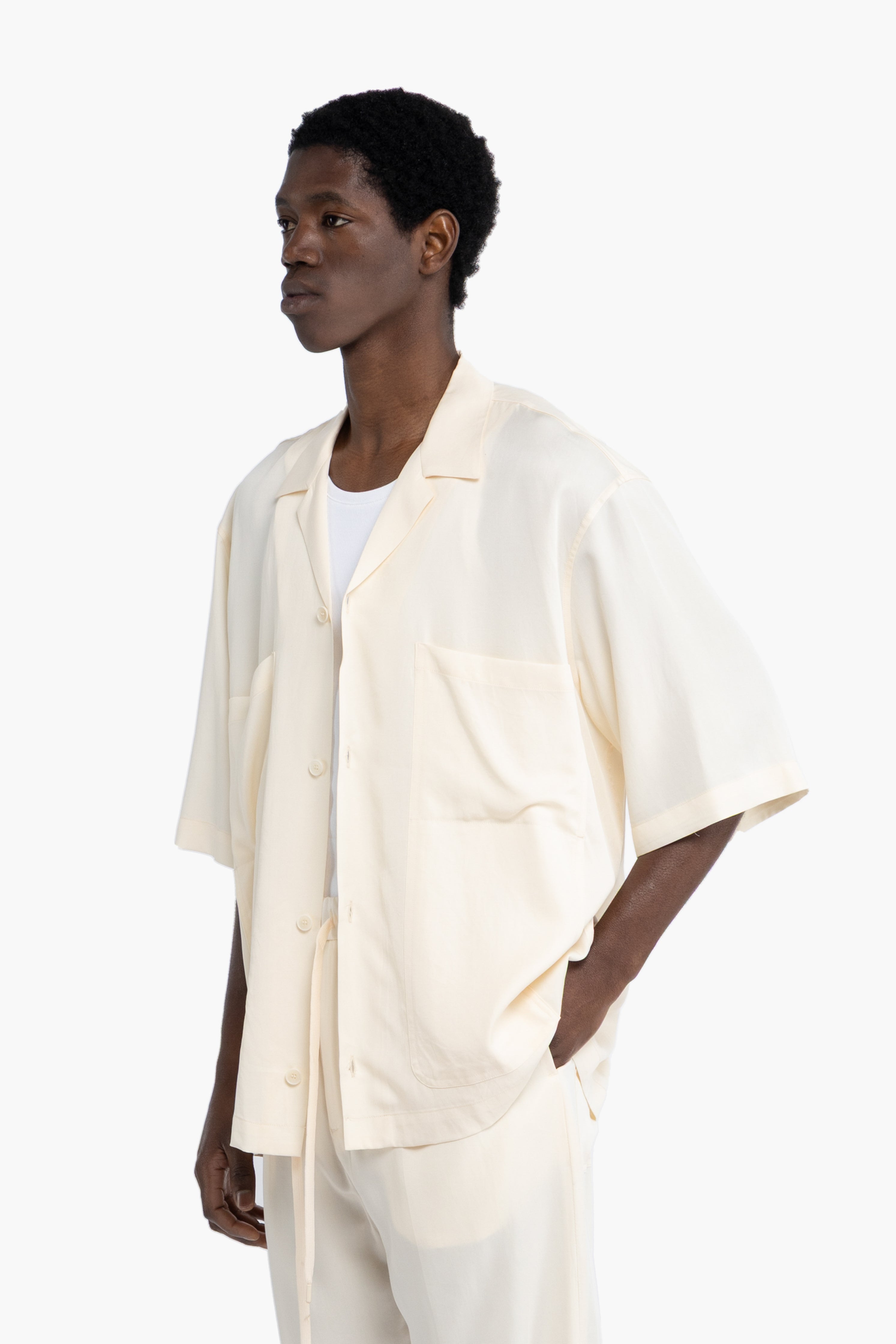 Camicia morbida in lyocell - Panna
