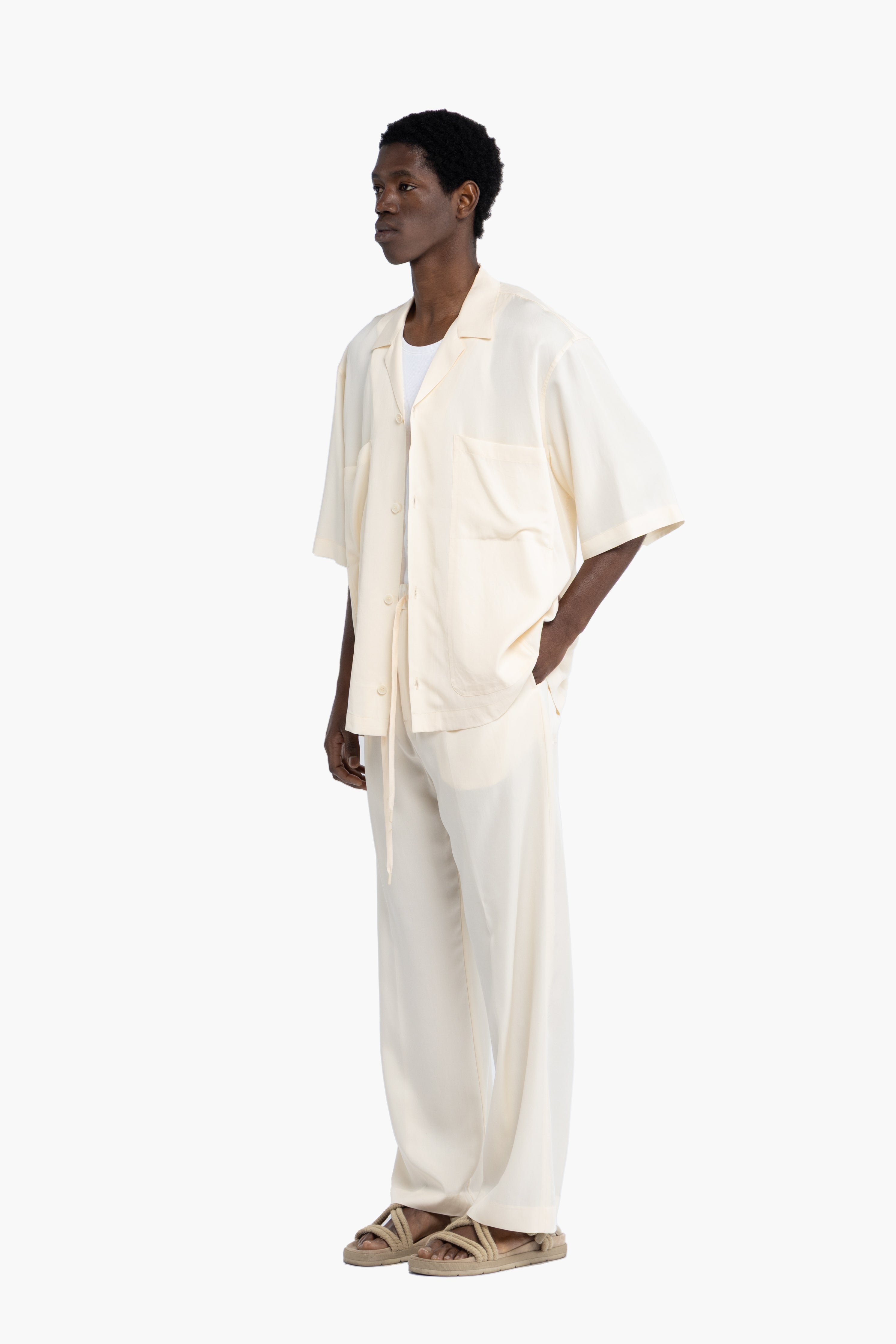 Camicia morbida in lyocell - Panna