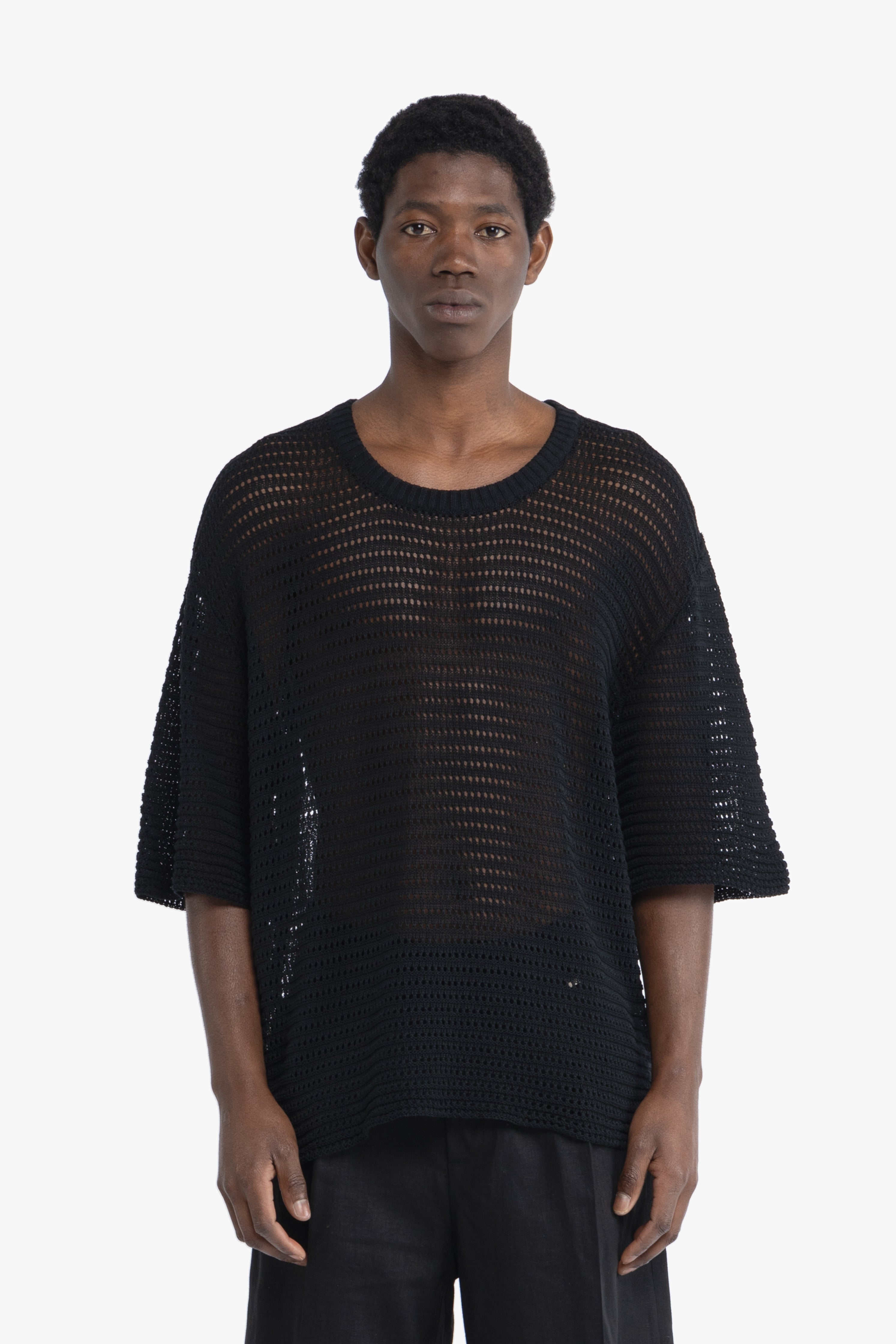 Maglia crochet oversize - Nero