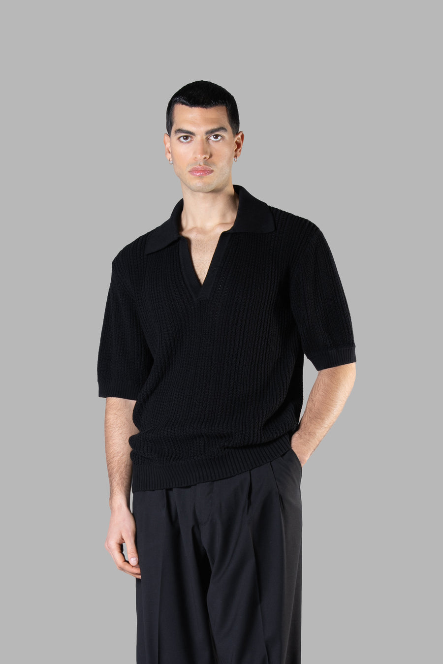 Polo in maglia di cotone - Nero