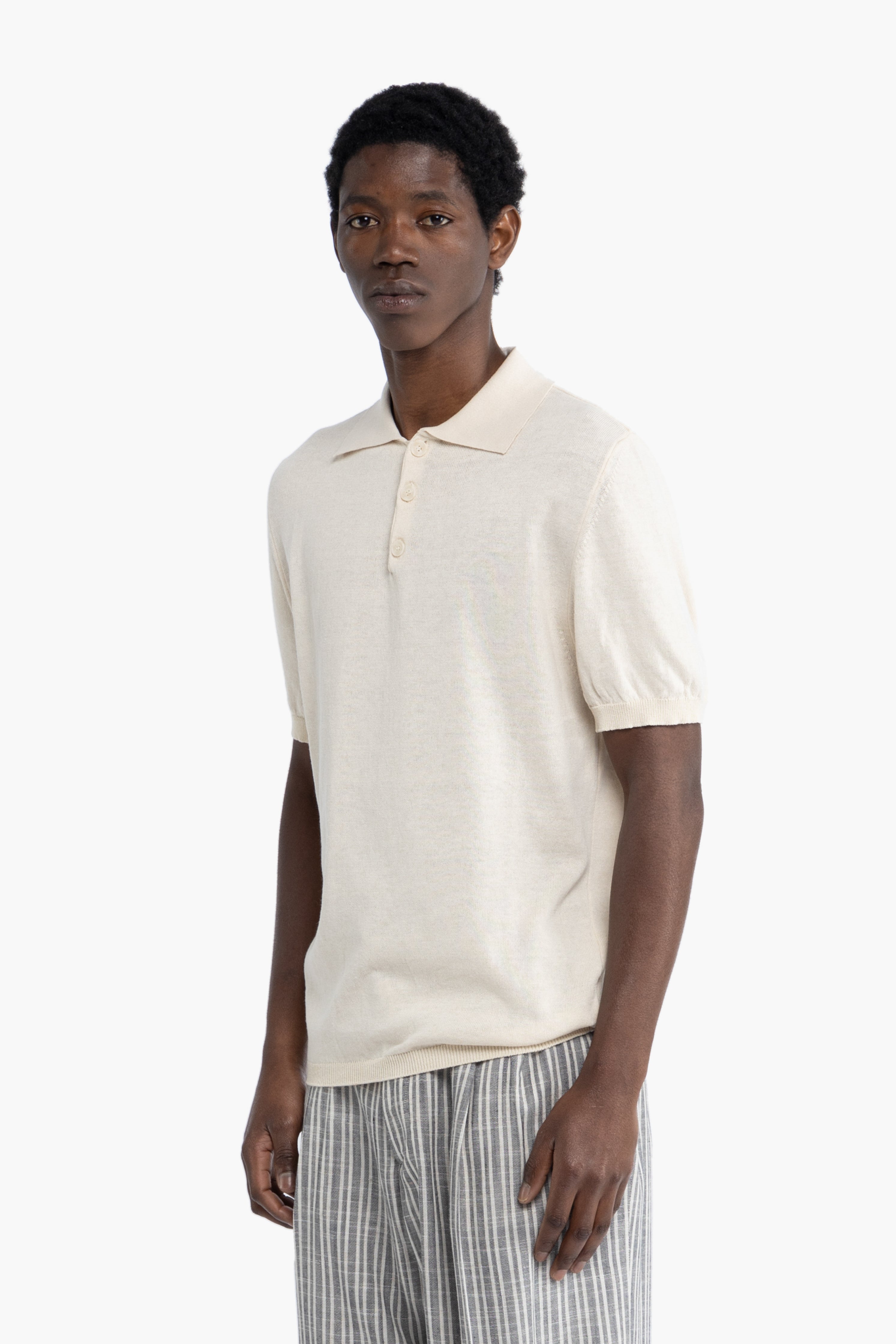 Polo in filo di cotone - Panna