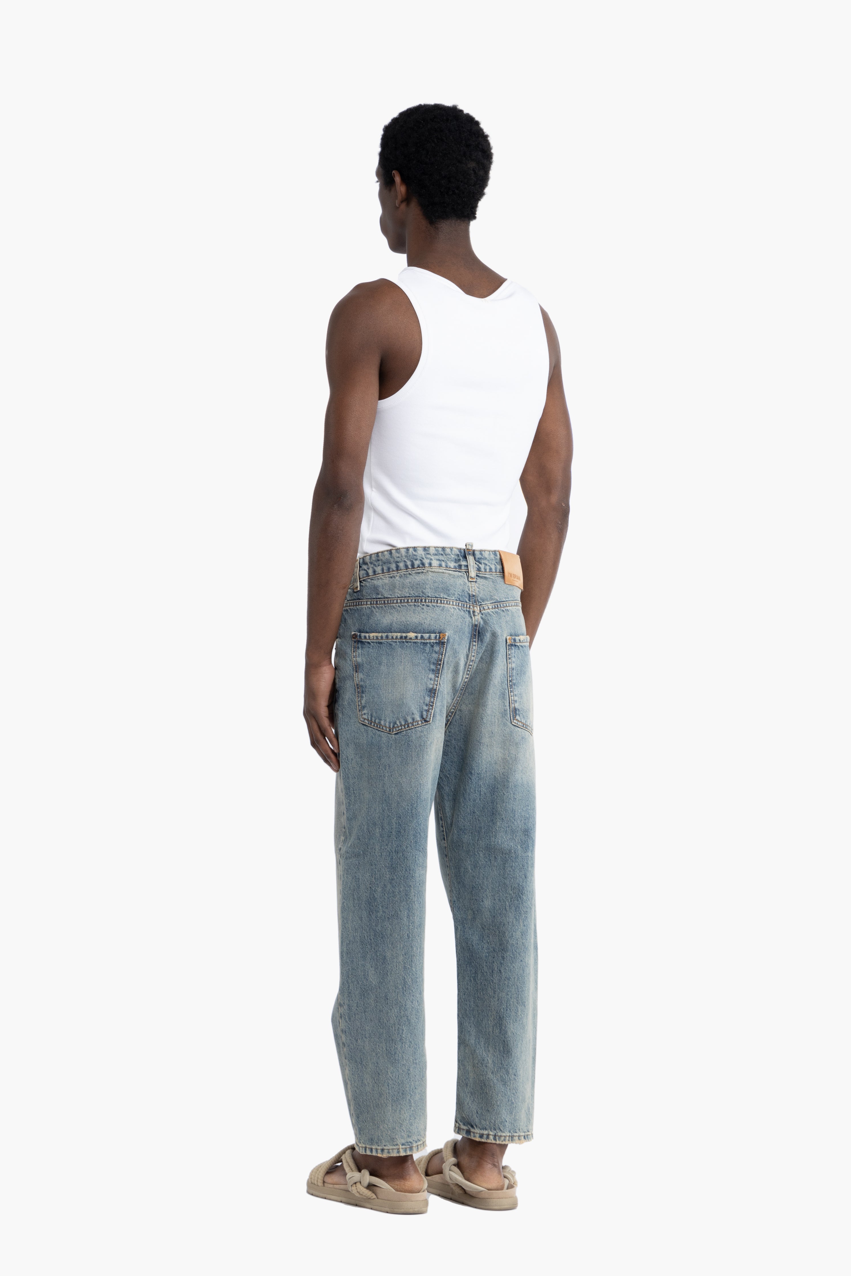 Jeans crop fit effetto slavato