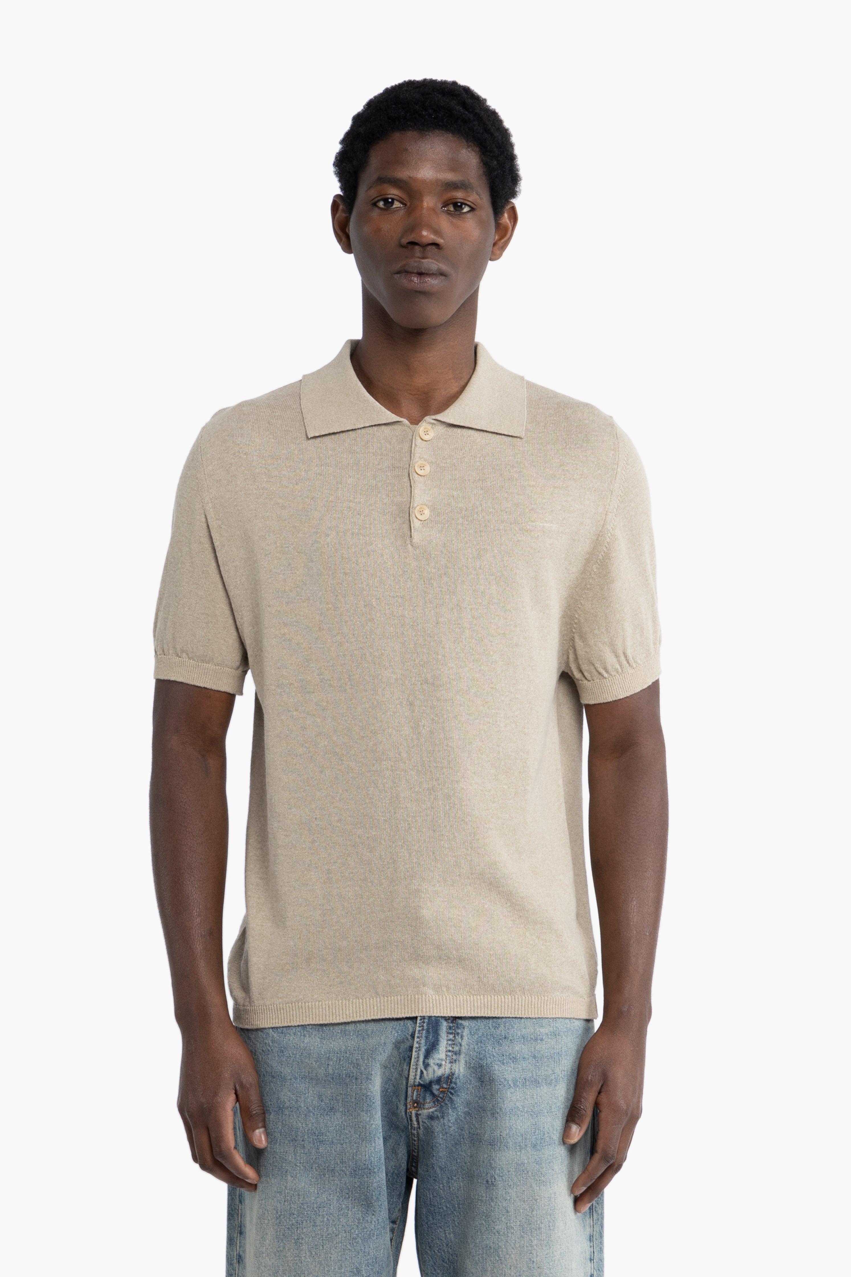 Polo in filo di cotone - Beige