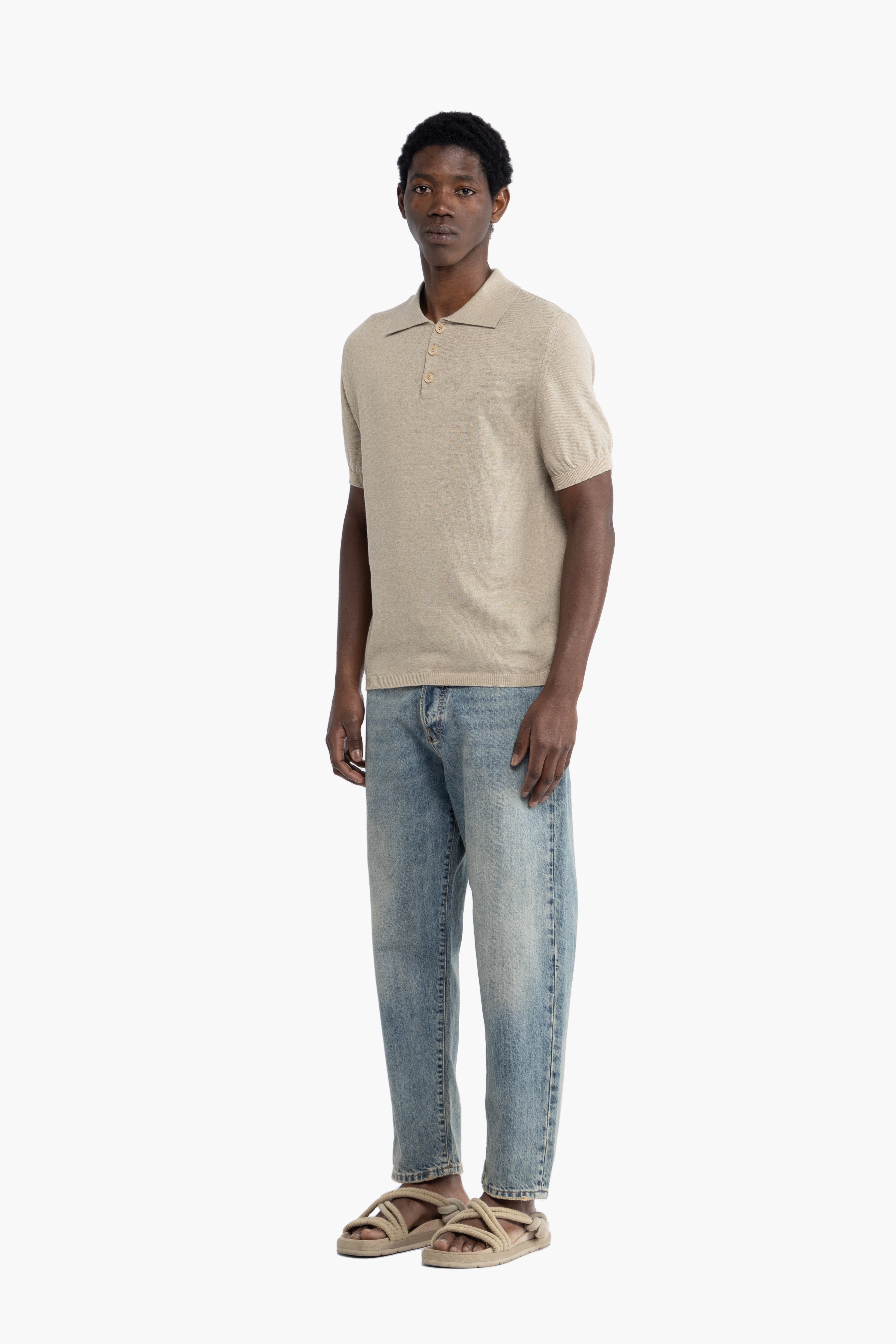 Polo in filo di cotone - Beige