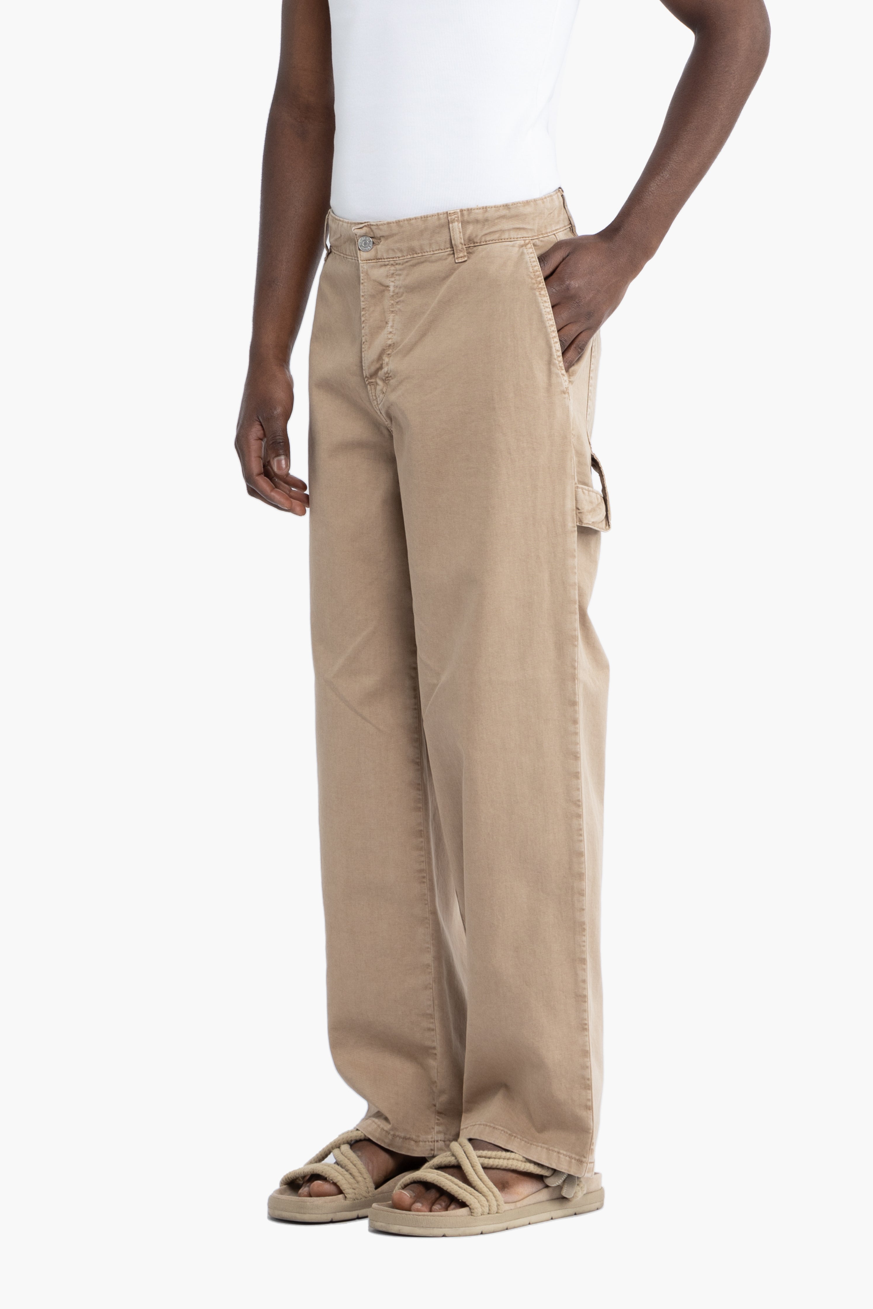 Jeans carpenter gamba ampia - Beige