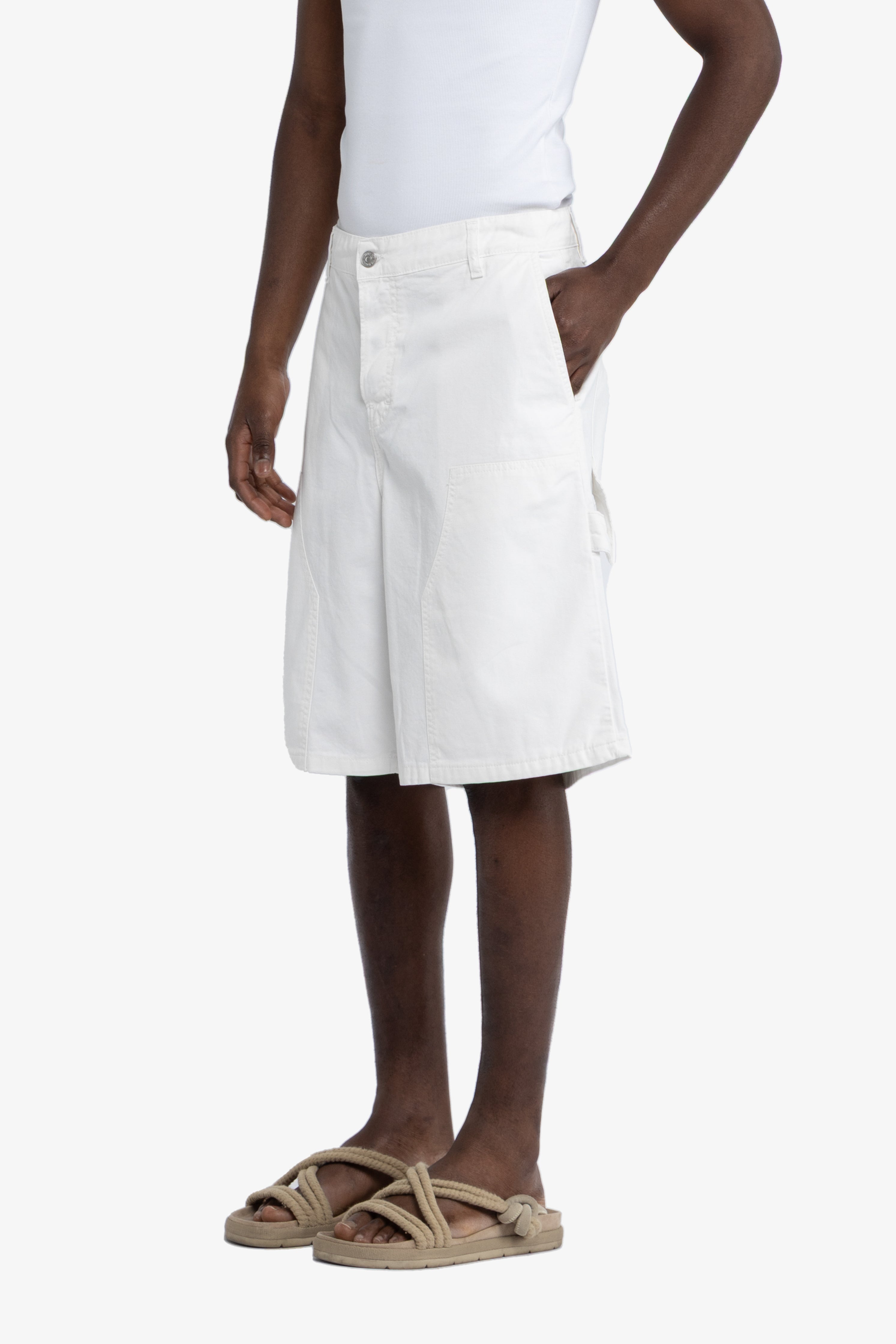 Bermuda carpenter in cotone - Panna