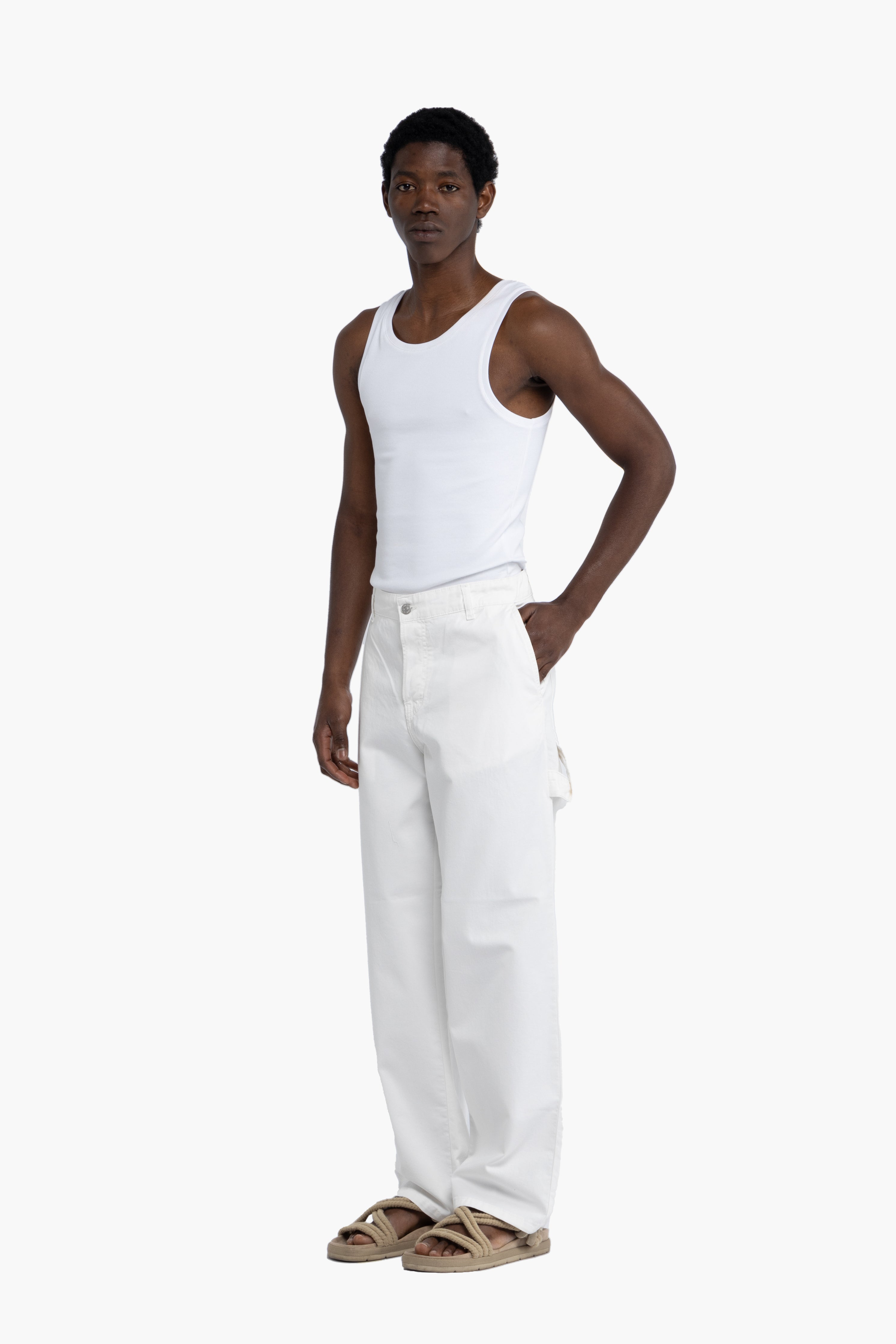 Jeans carpenter gamba ampia - Panna