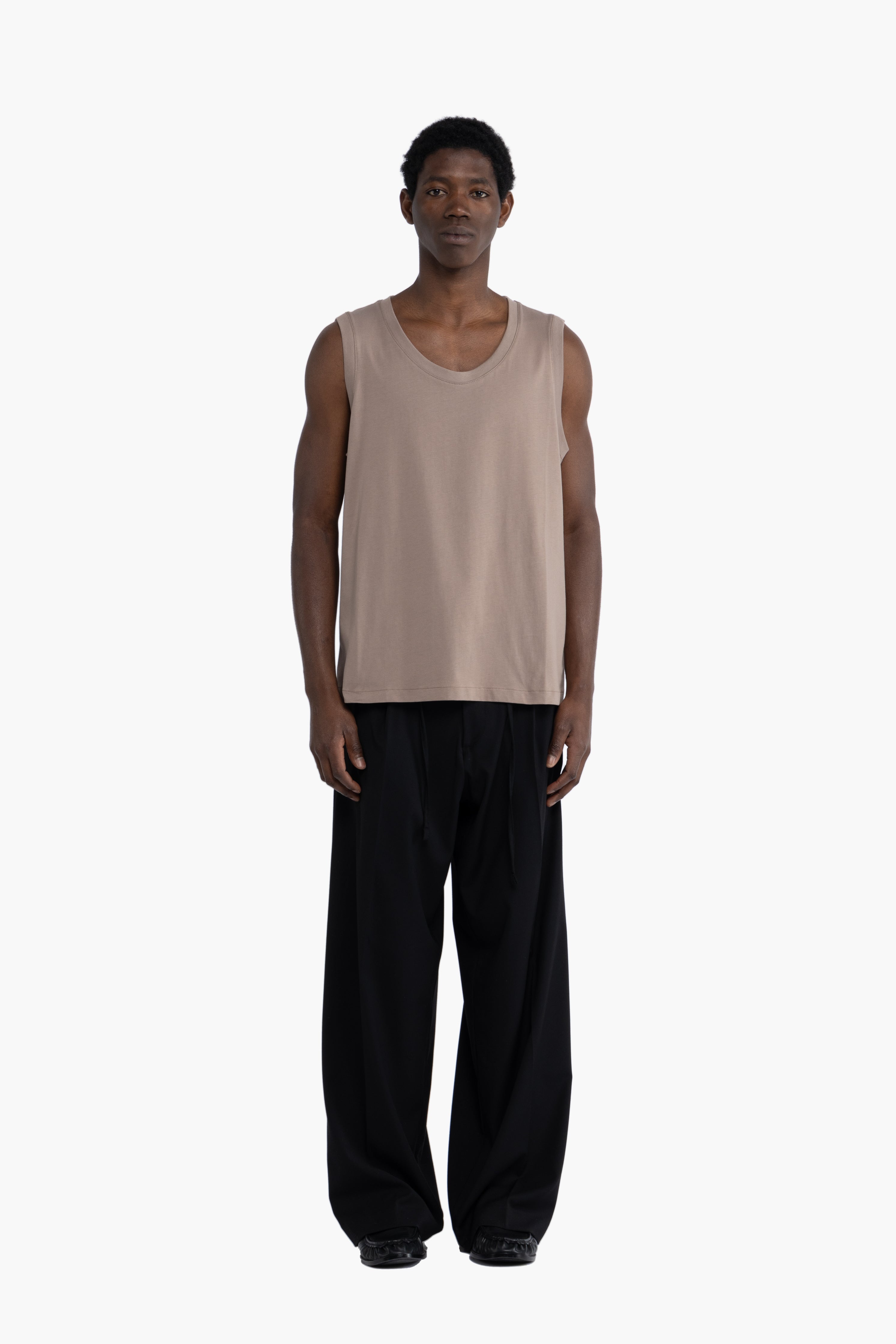 Canotta ampia in cotone - Taupe