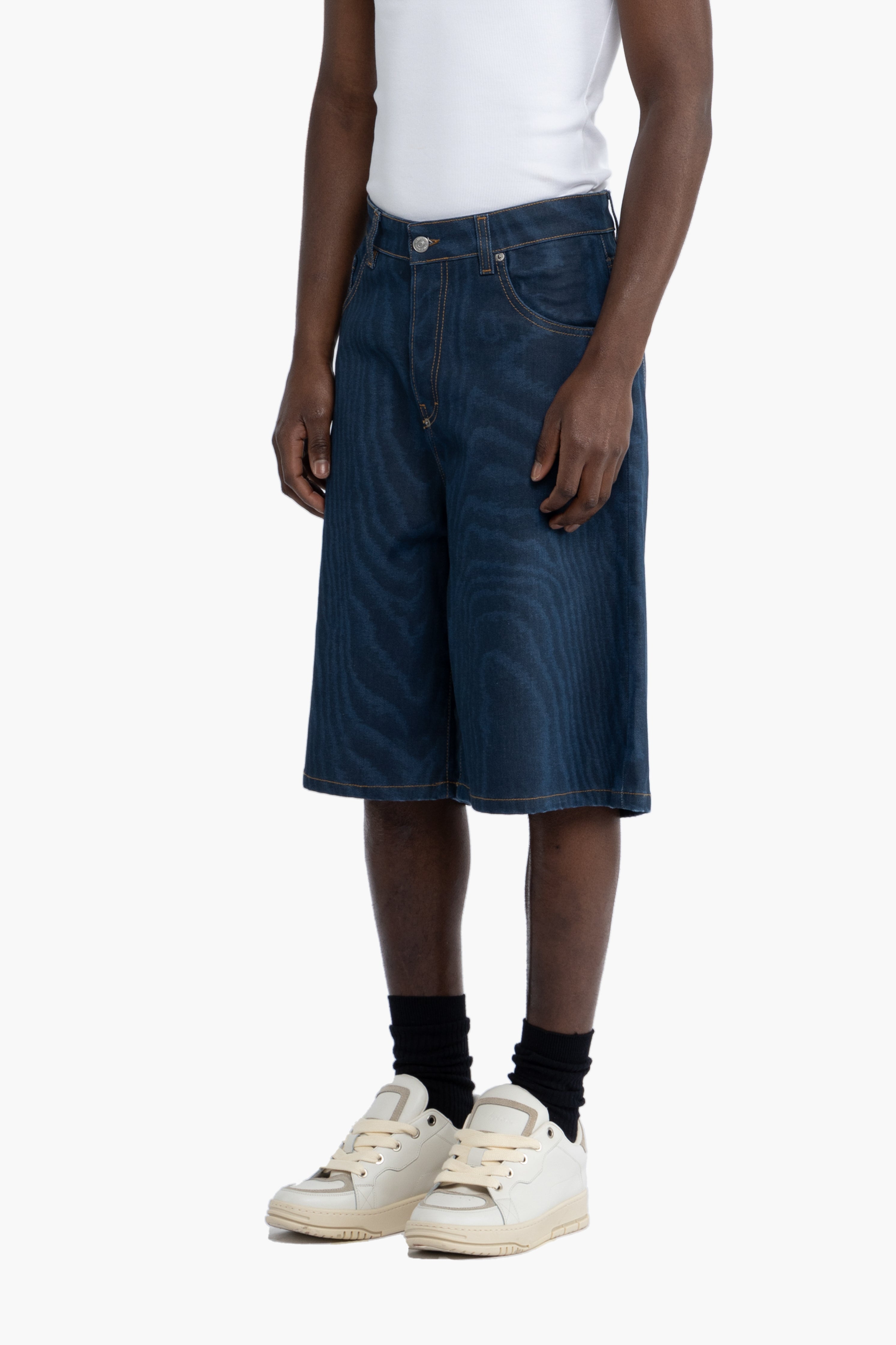 Bermuda in cotone denim stampato