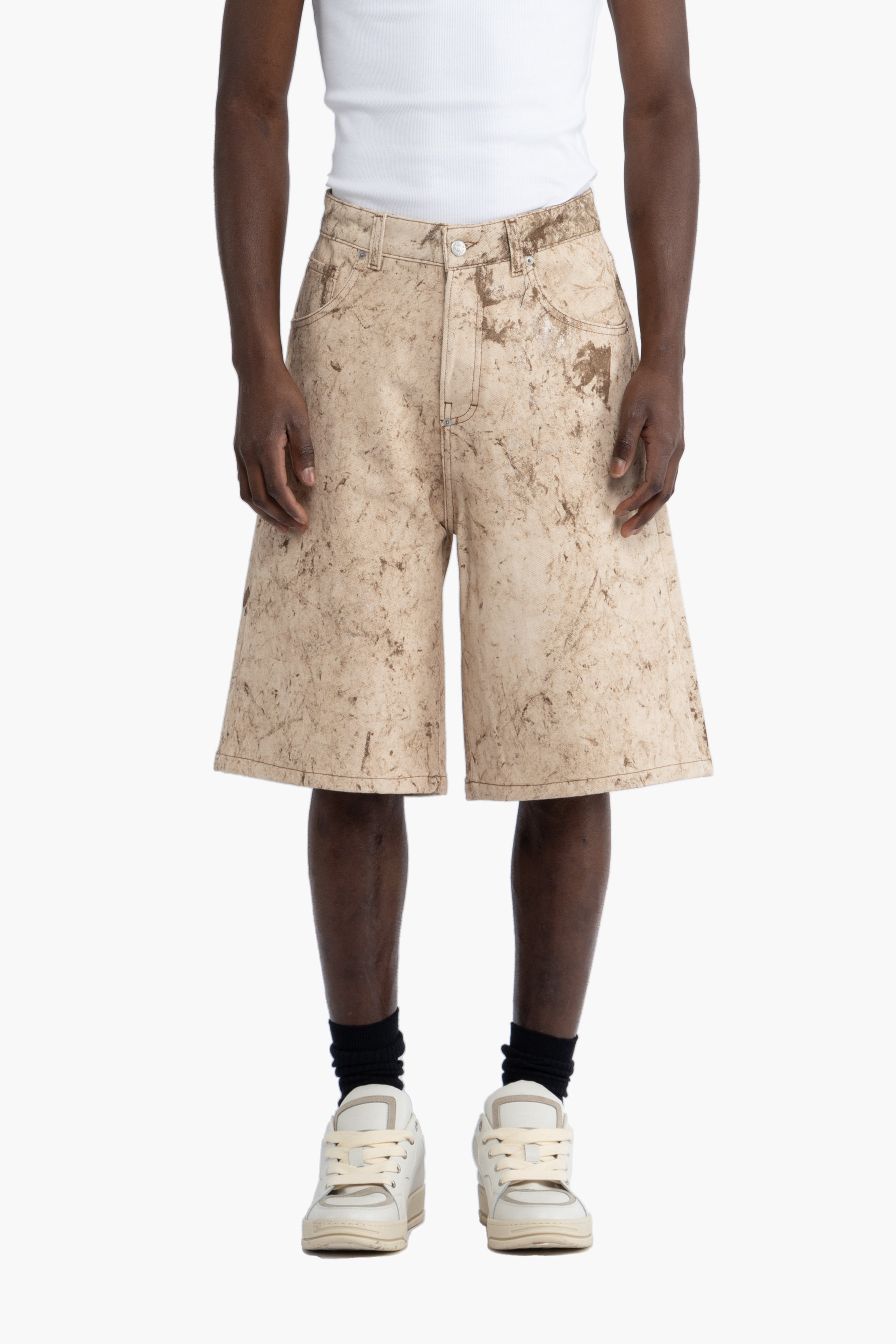 Bermuda denim oversize effetto vissuto