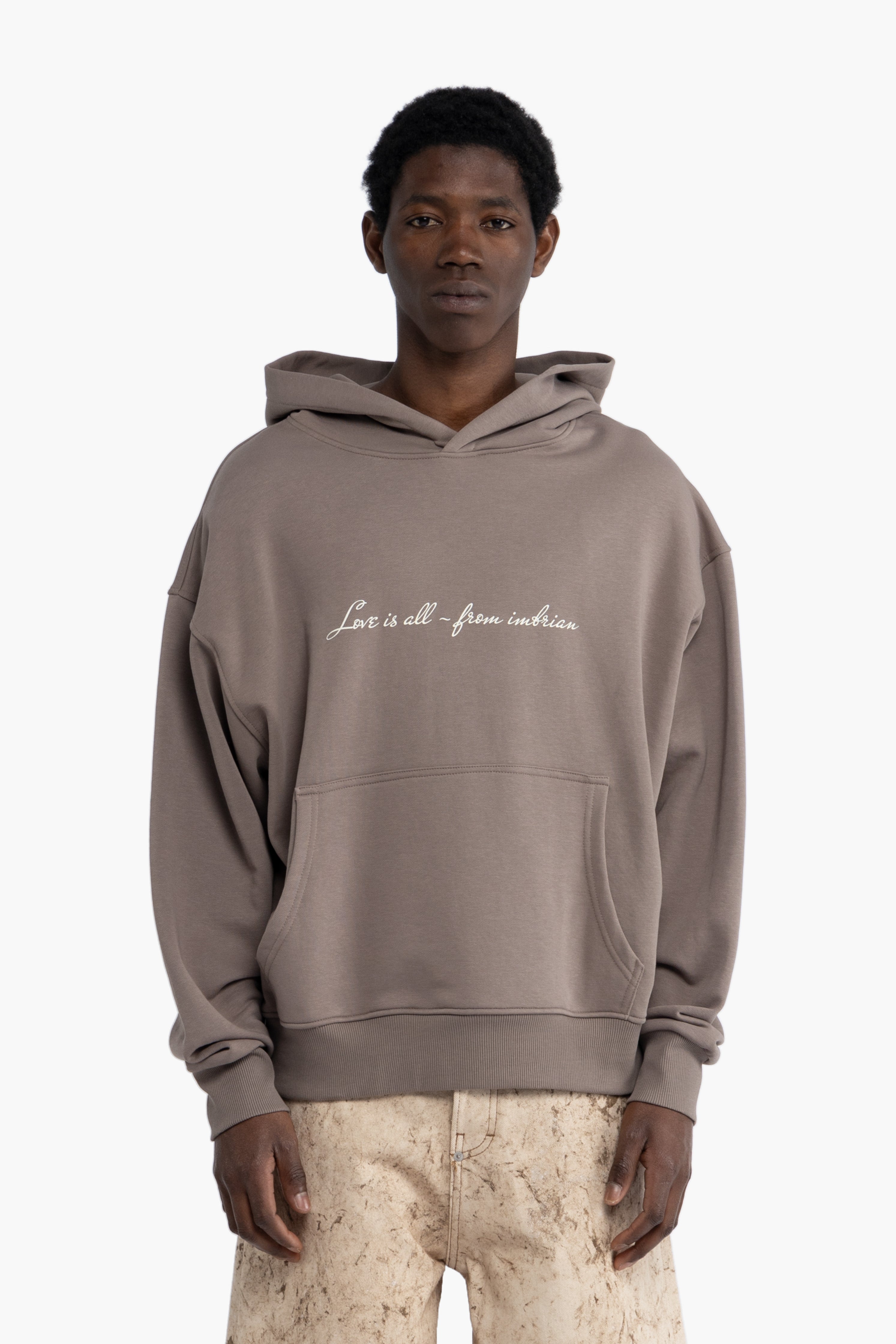 Felpa oversize con cappuccio - Taupe