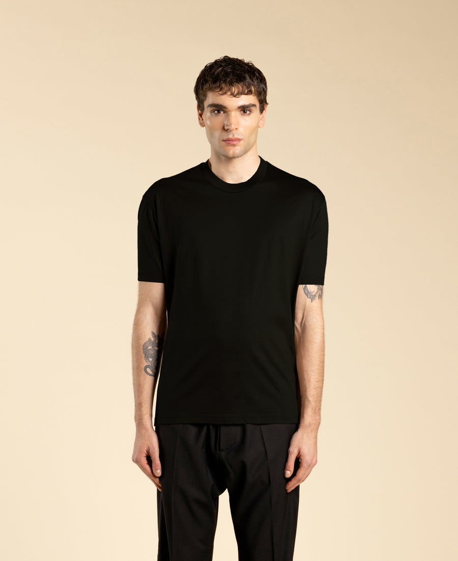 T-shirt in cotone modal mercerizzato - Nero