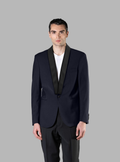 Giacca in lana monopetto collo sciallato - Blu