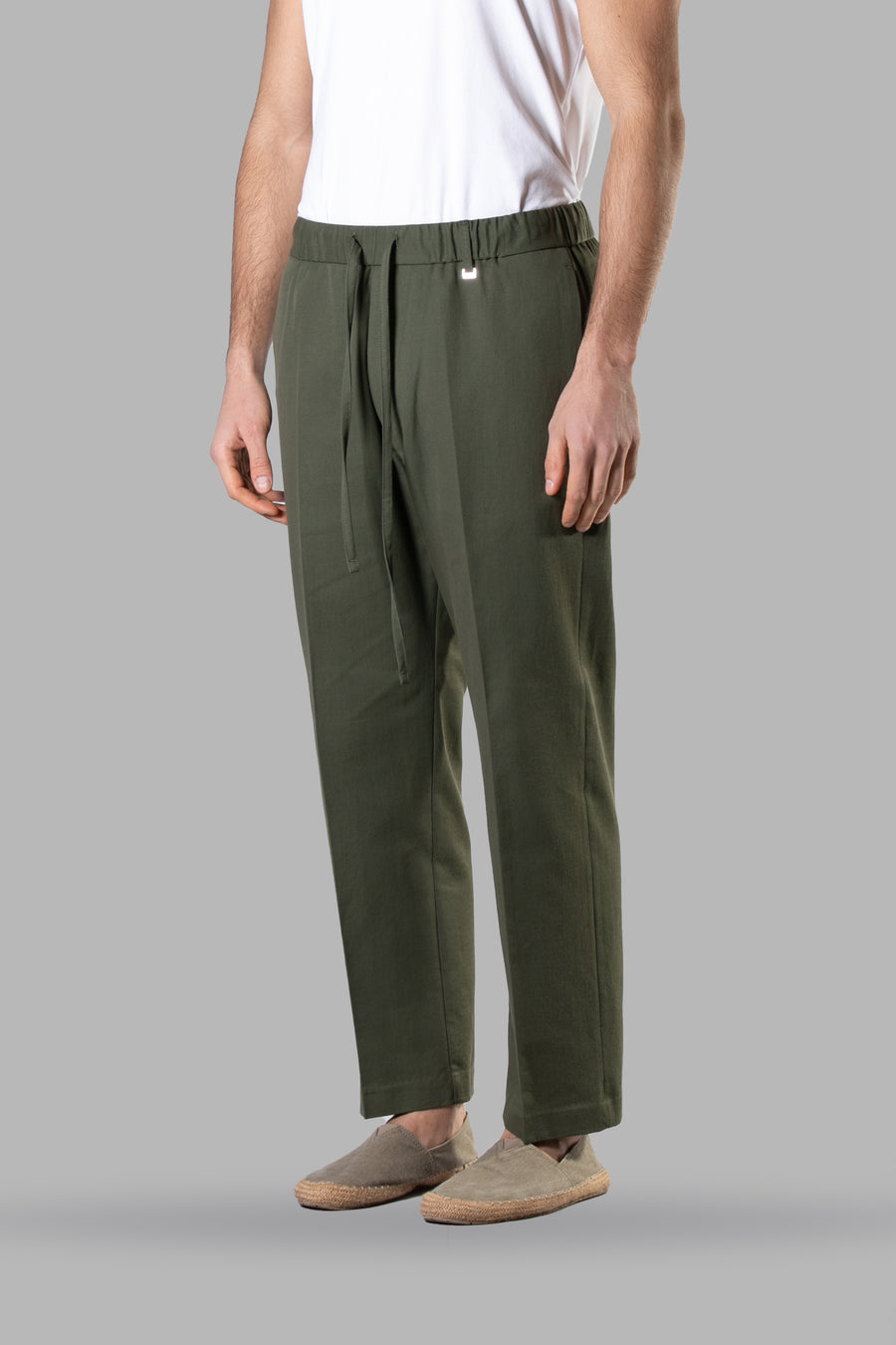 Pantalone con elastico fondo ampio crop fit - Verde