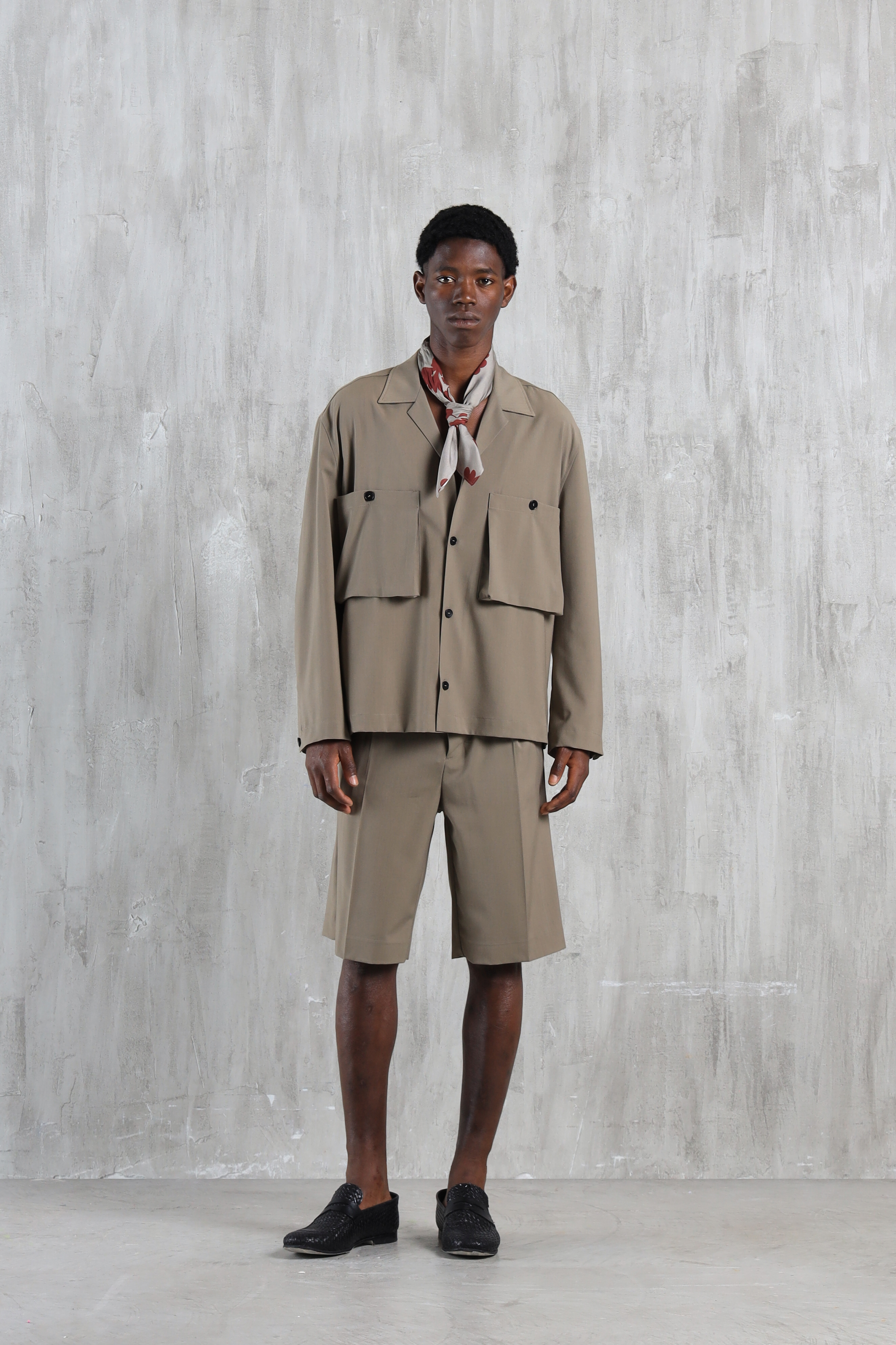 Camicia tasconi collo aperto - Taupe