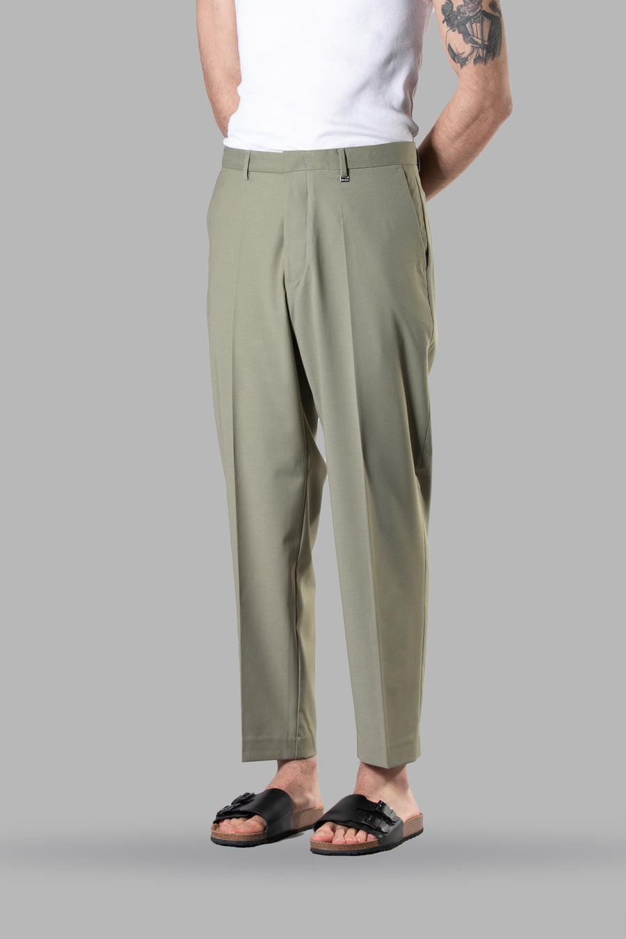 Pantalone in viscosa regular fit - Verde