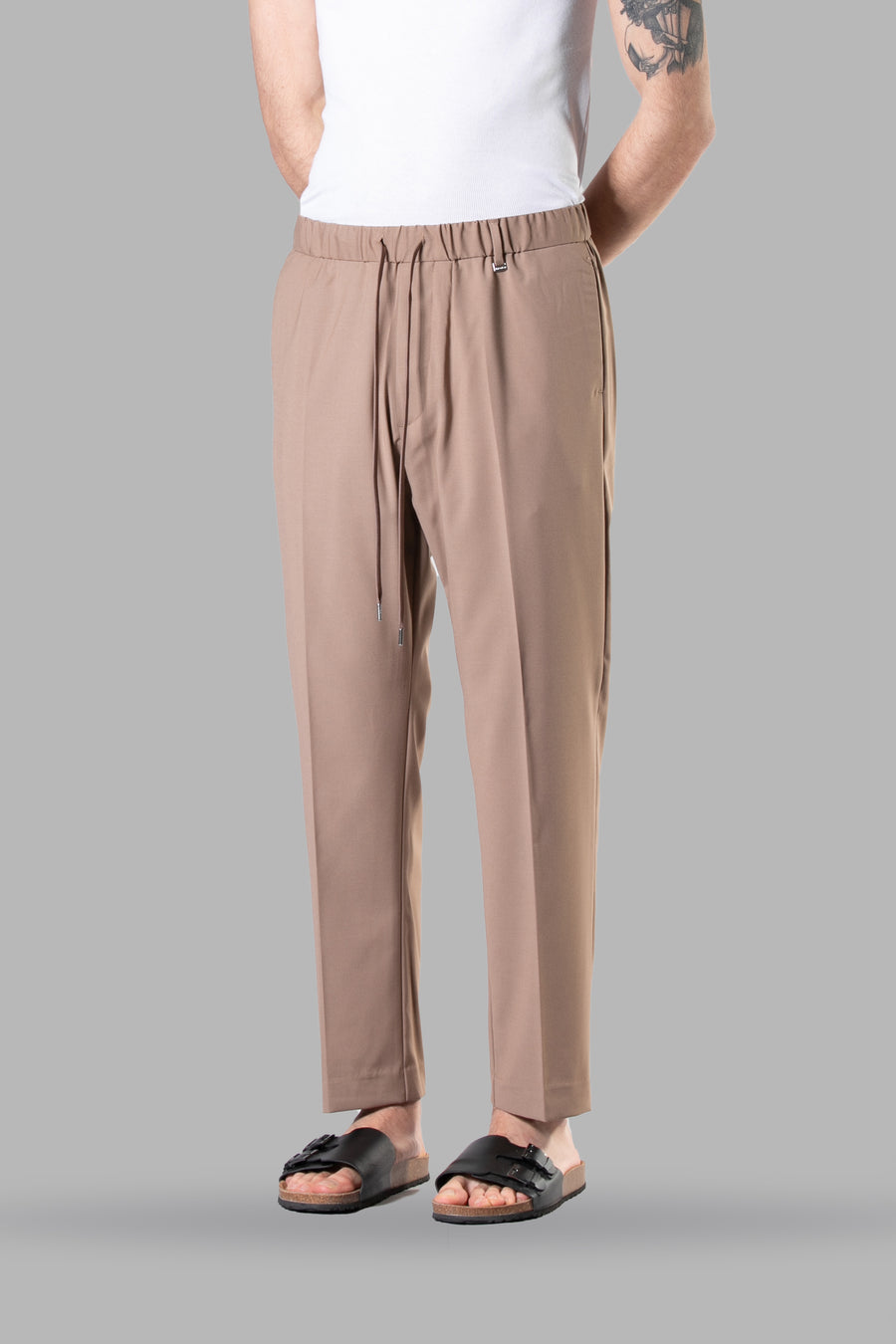 Pantalone con elastico regular fit - Beige