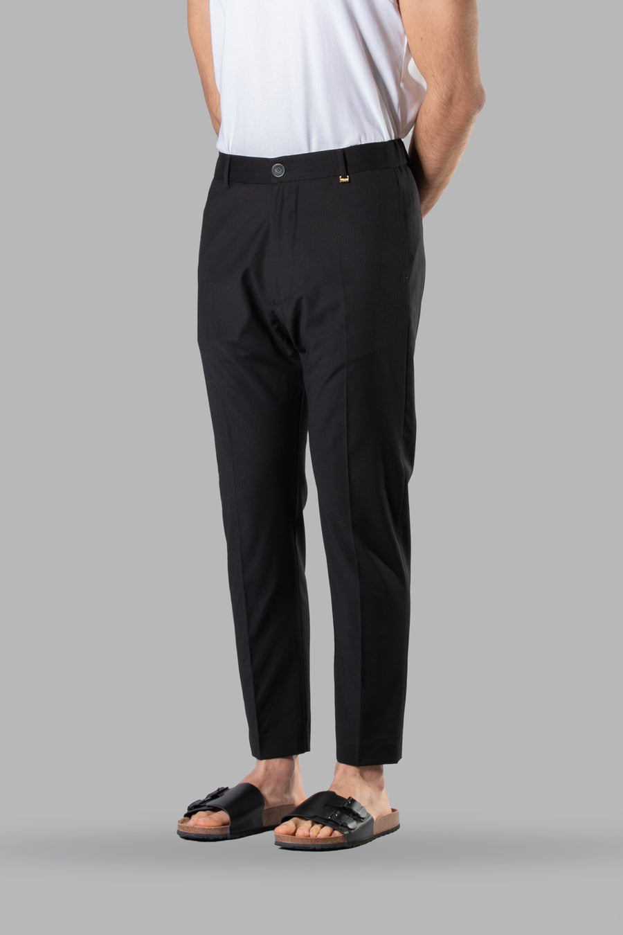 Pantalone con elastico retro regular fit - Nero