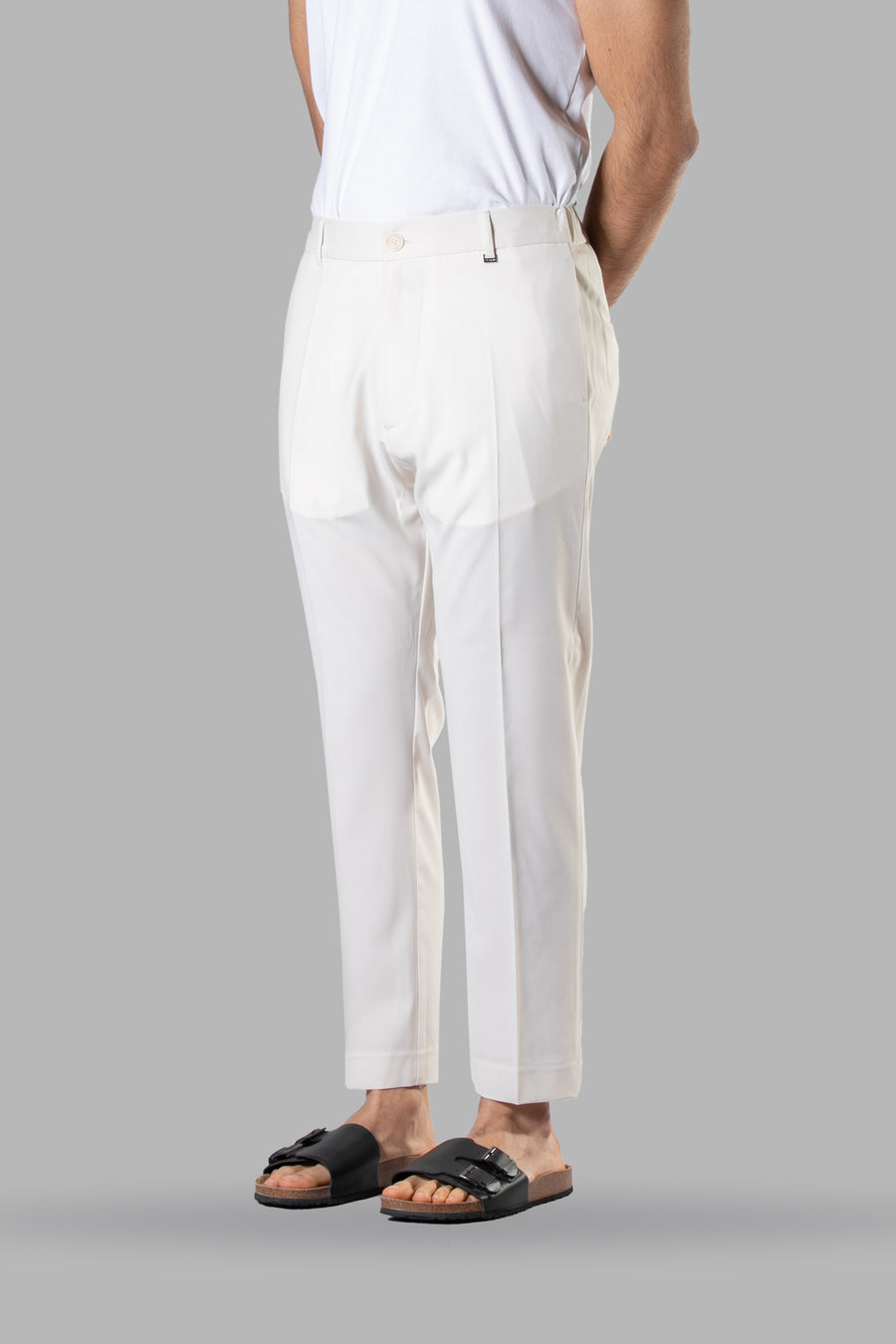 Pantalone con elastico retro regular fit - Panna