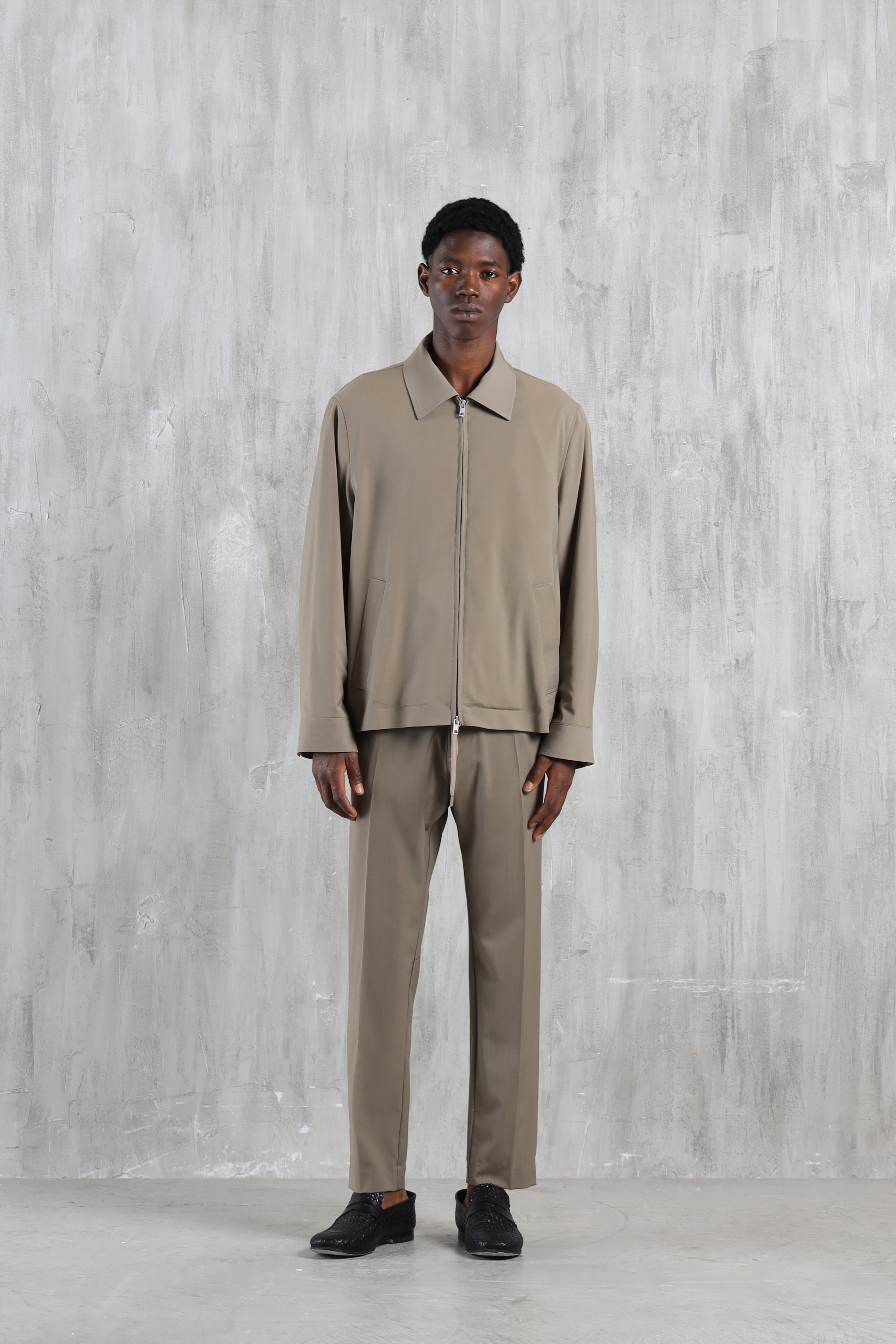 Giacca camicia con cerniera - Taupe