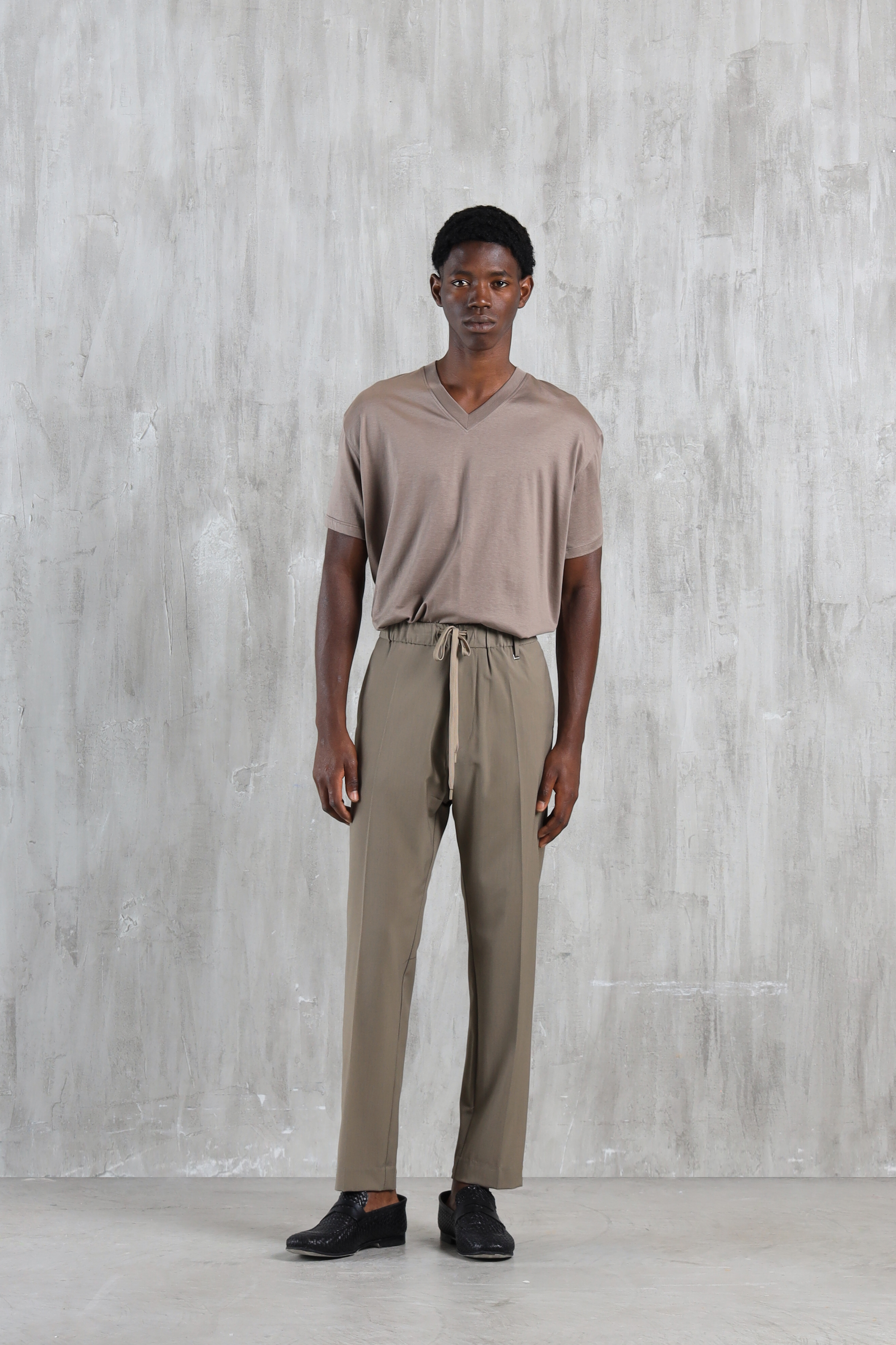 Pantalone regolare con coulisse - Taupe