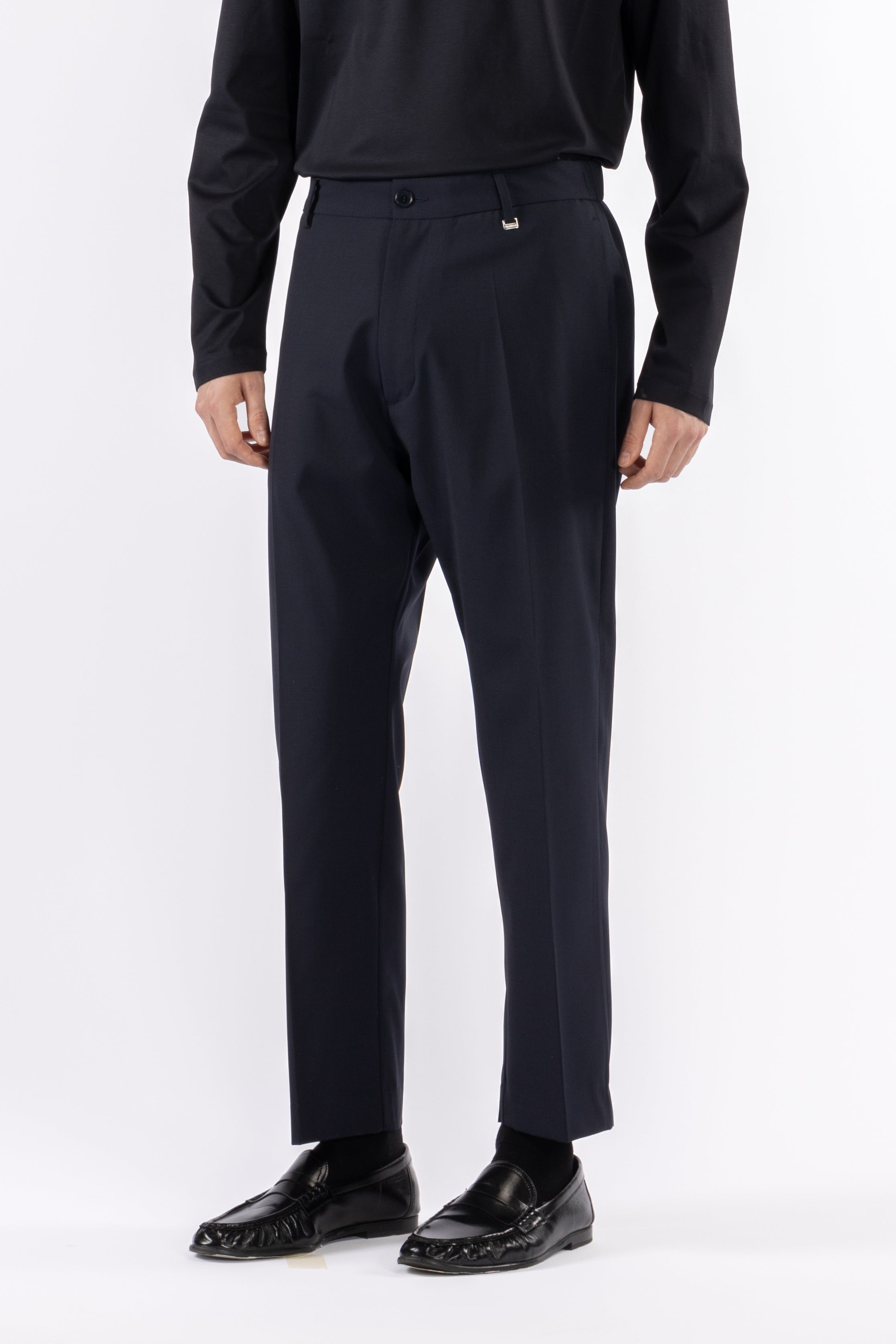 Pantalone con elastico retro in misto lana - Blu