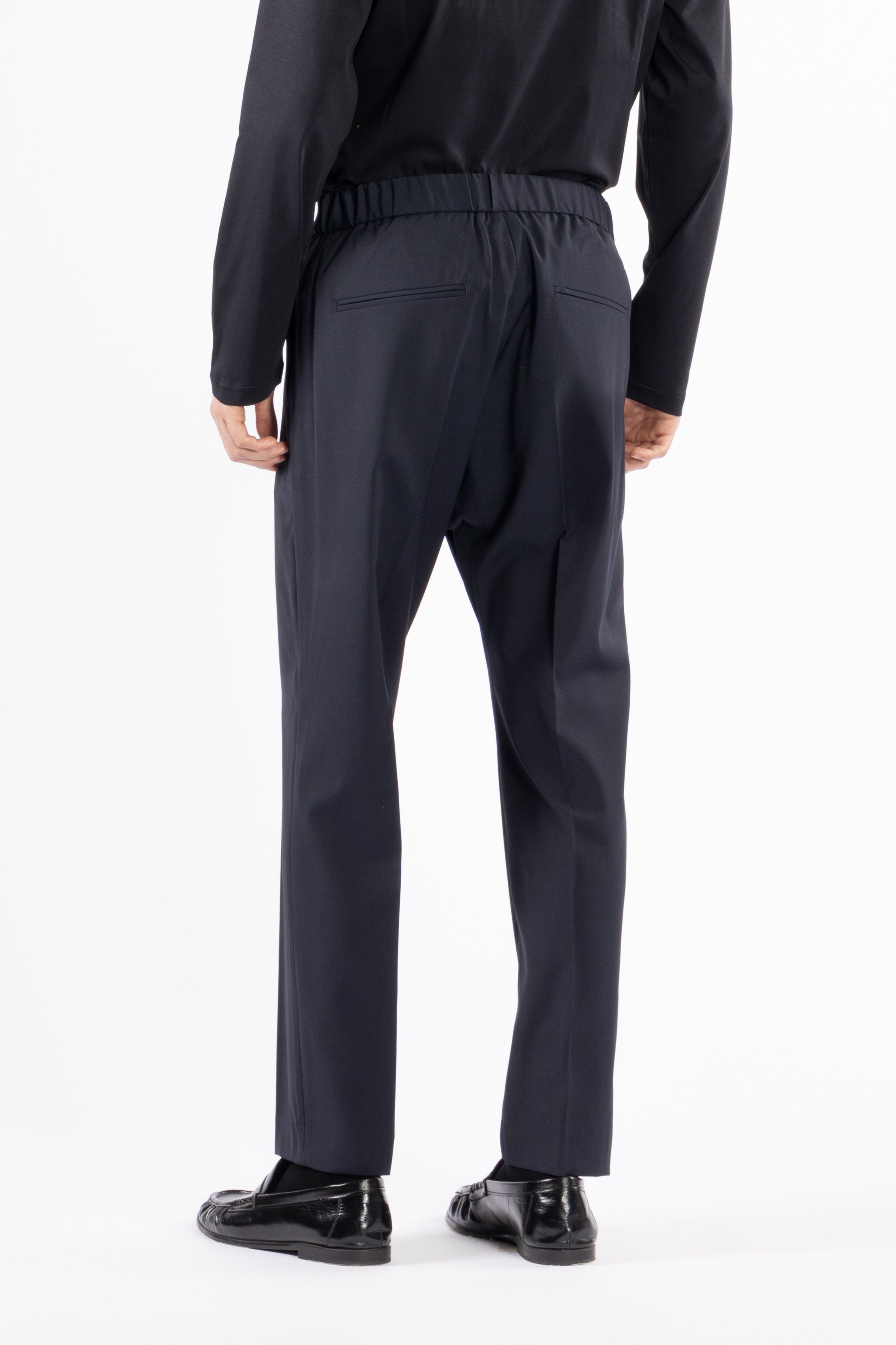 Pantalone con elastico retro in misto lana - Blu