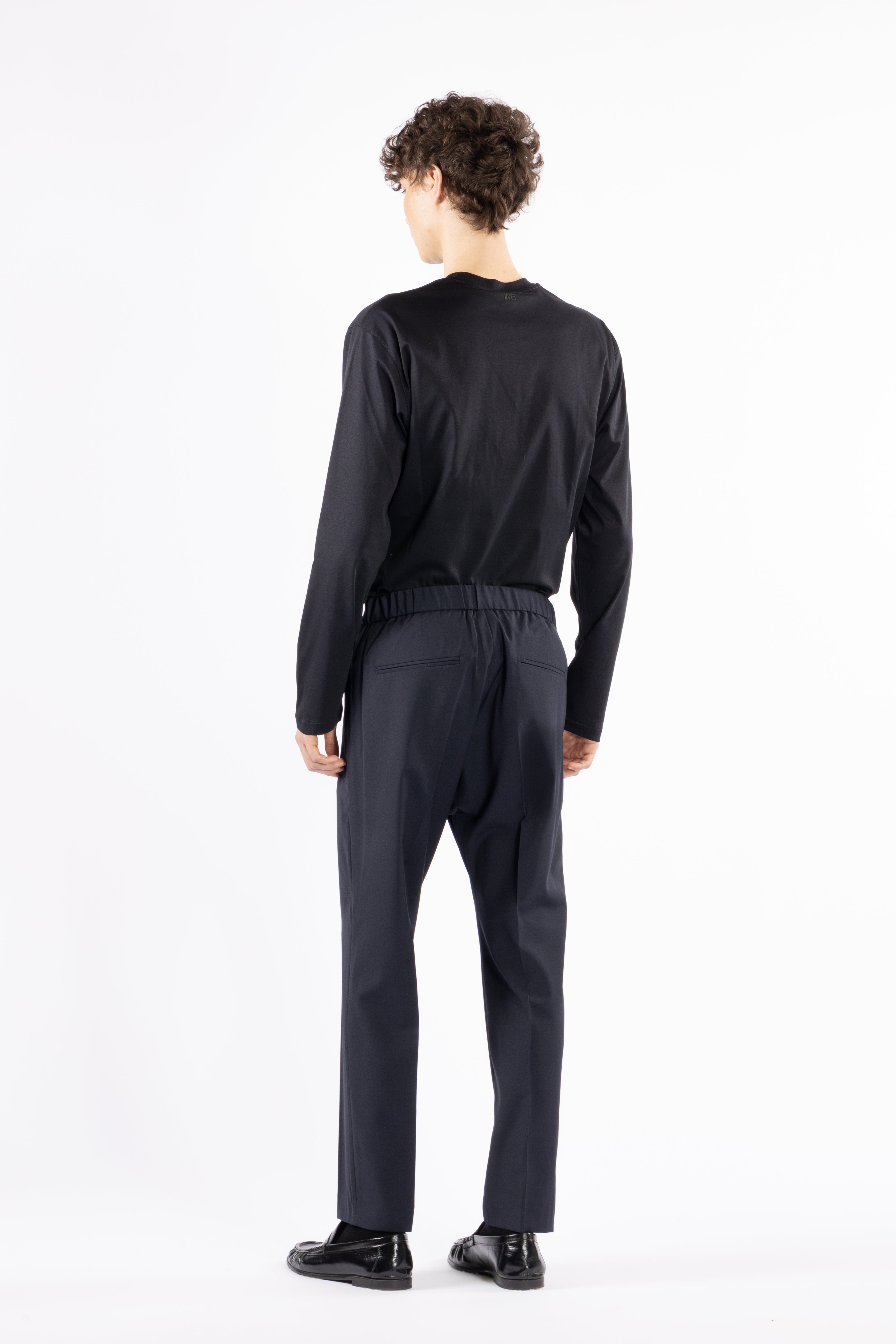 Pantalone con elastico retro in misto lana - Blu