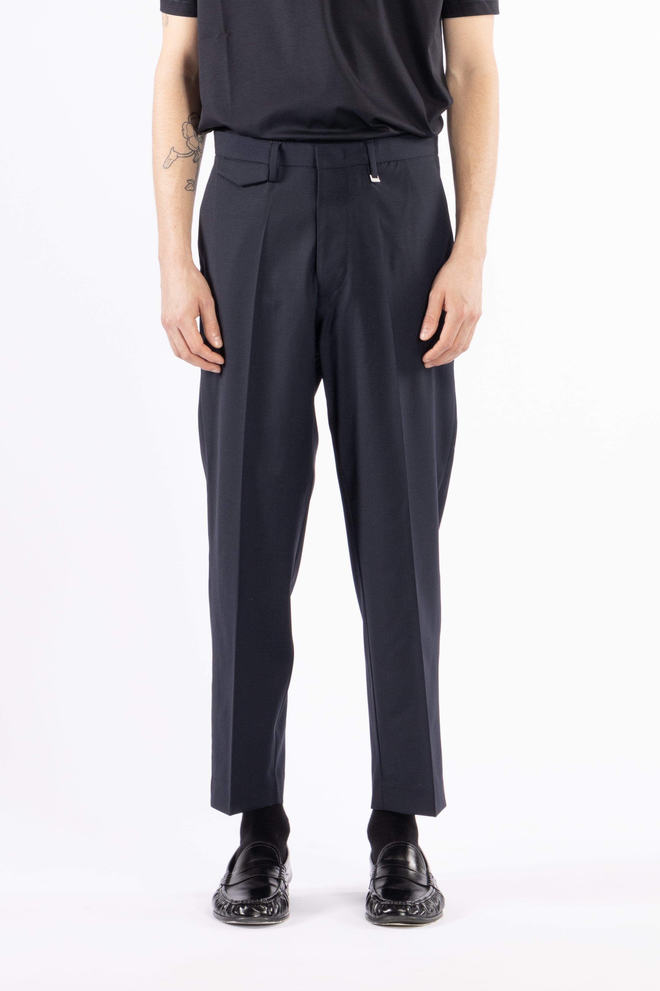 Pantalone regolare in misto lana - Blu