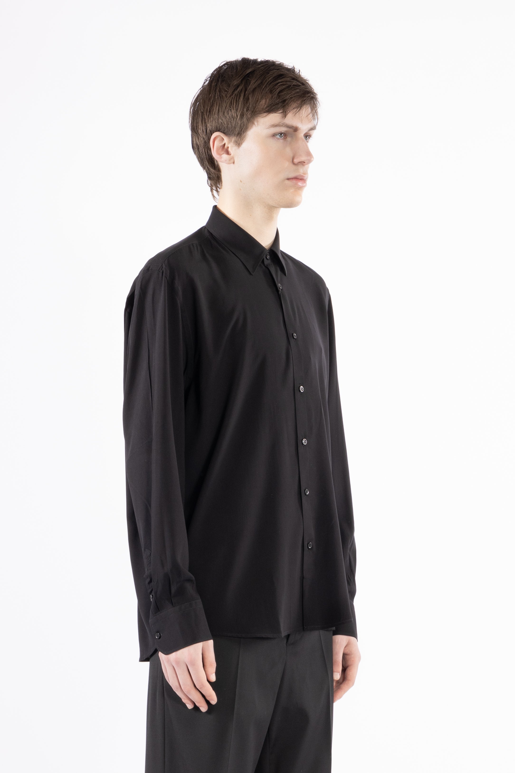 Camicia morbida in viscosa - Nero