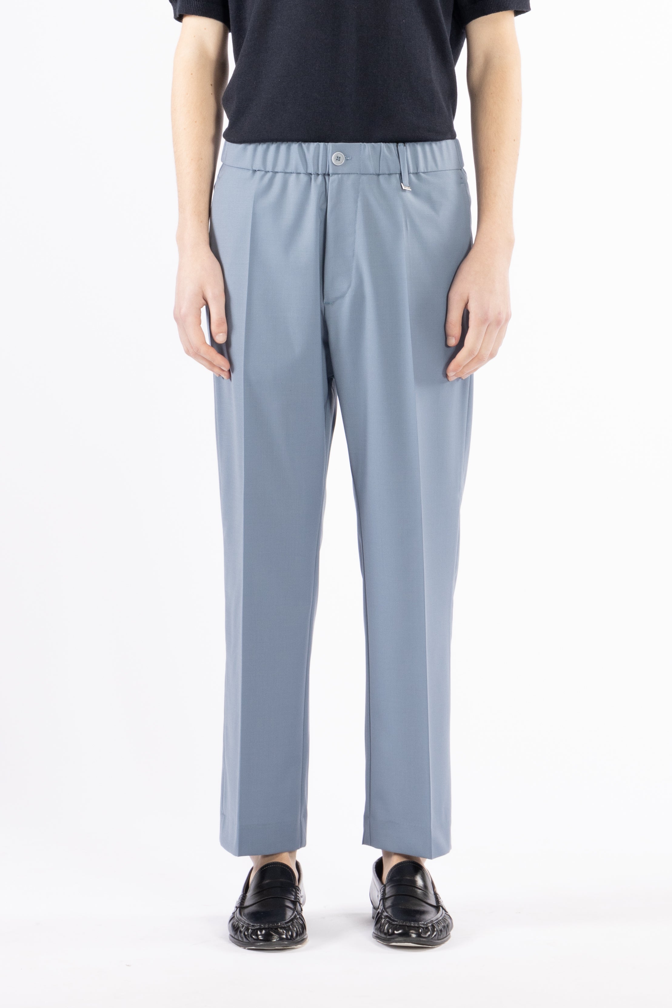 Pantalone con elastico in misto lana - Indaco