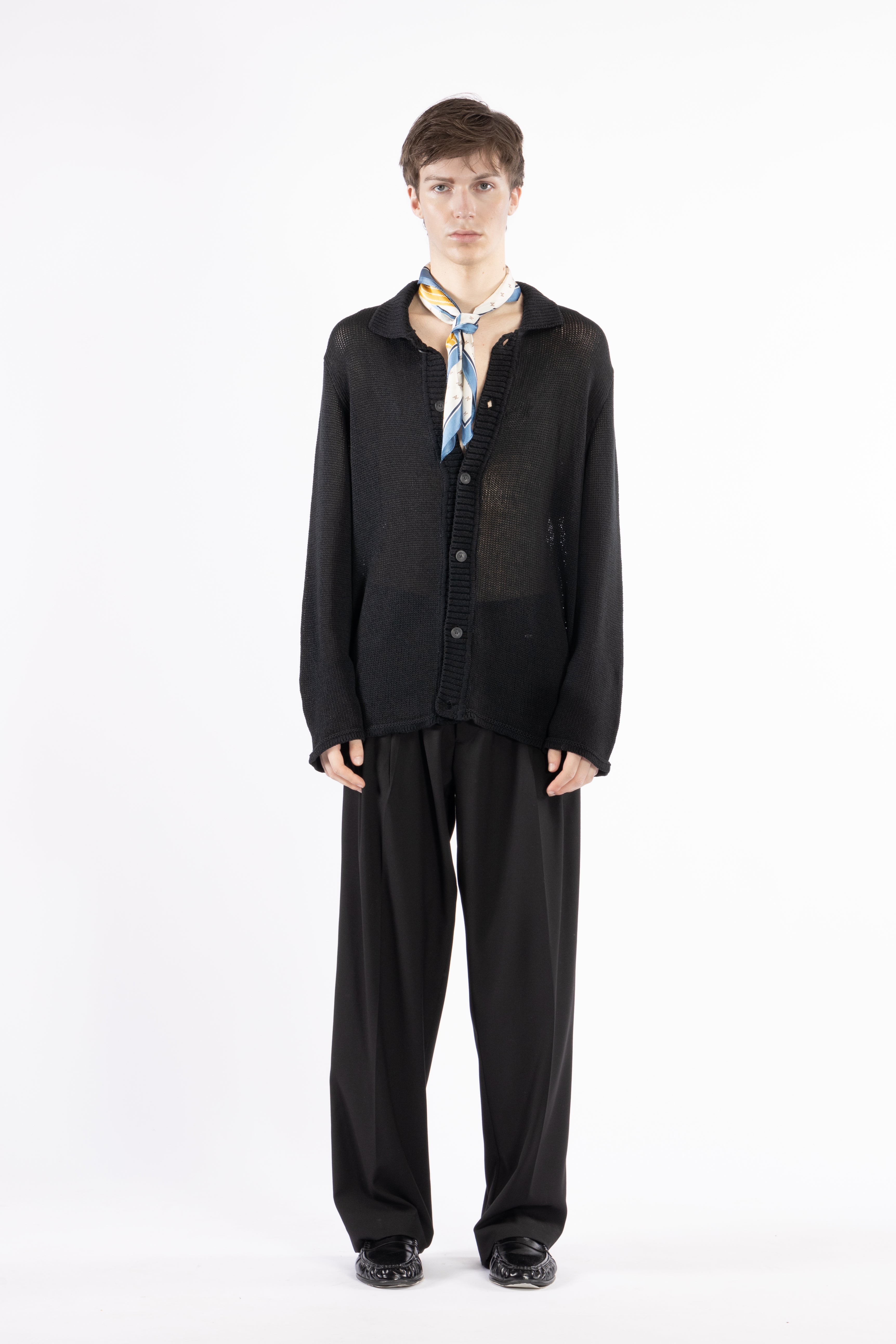 Camicia cardigan in maglia - Nero