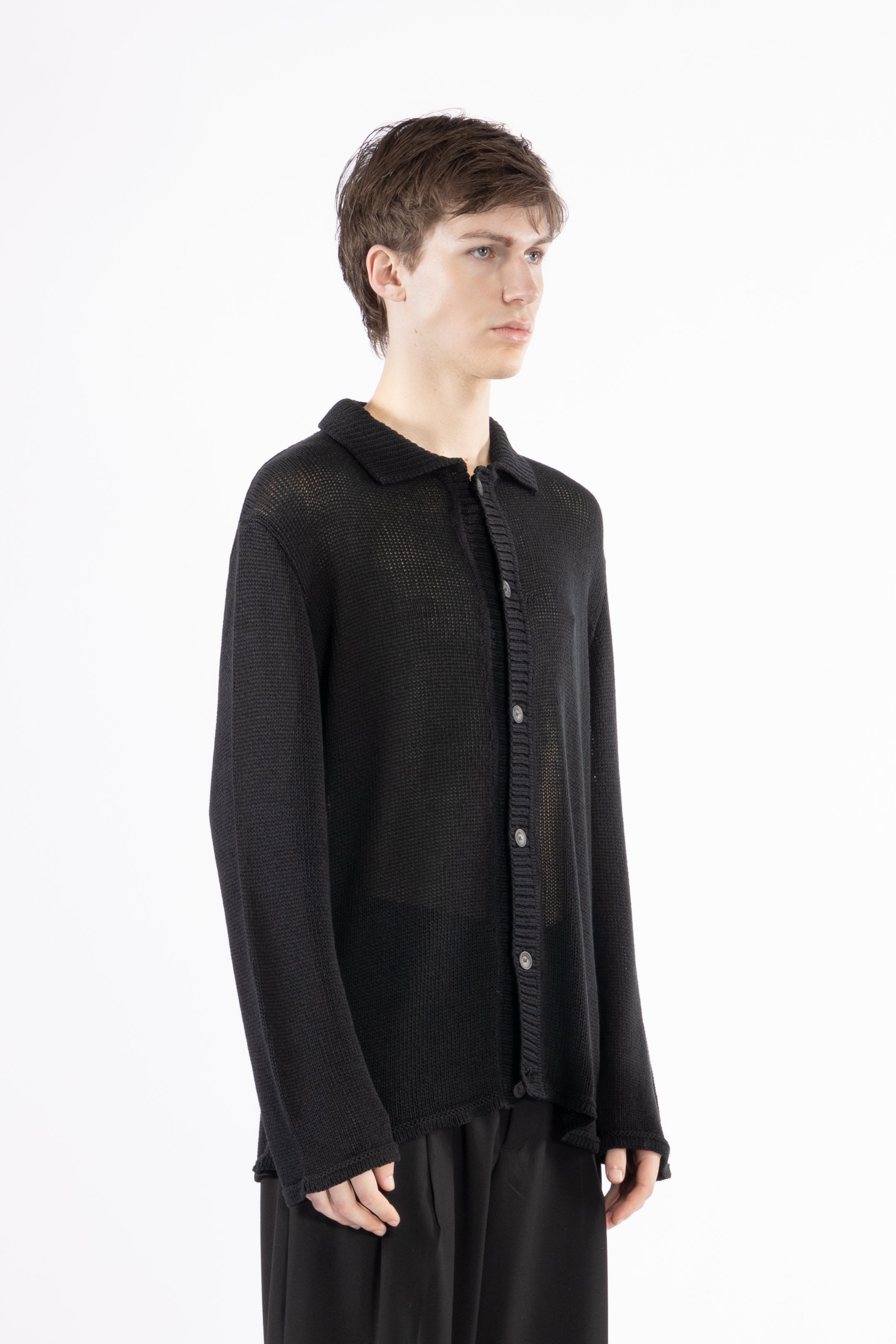 Camicia cardigan in maglia - Nero