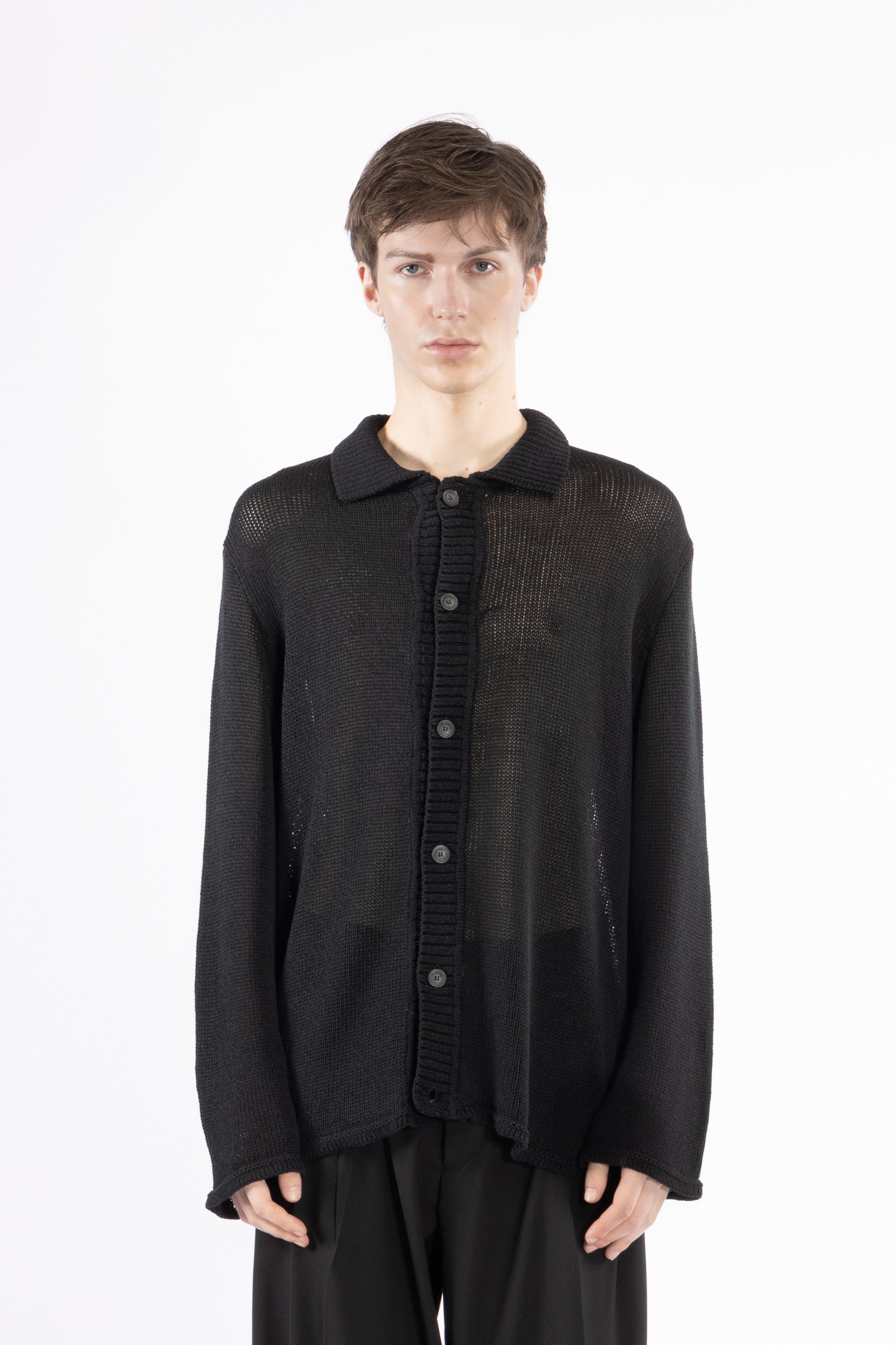 Camicia cardigan in maglia - Nero