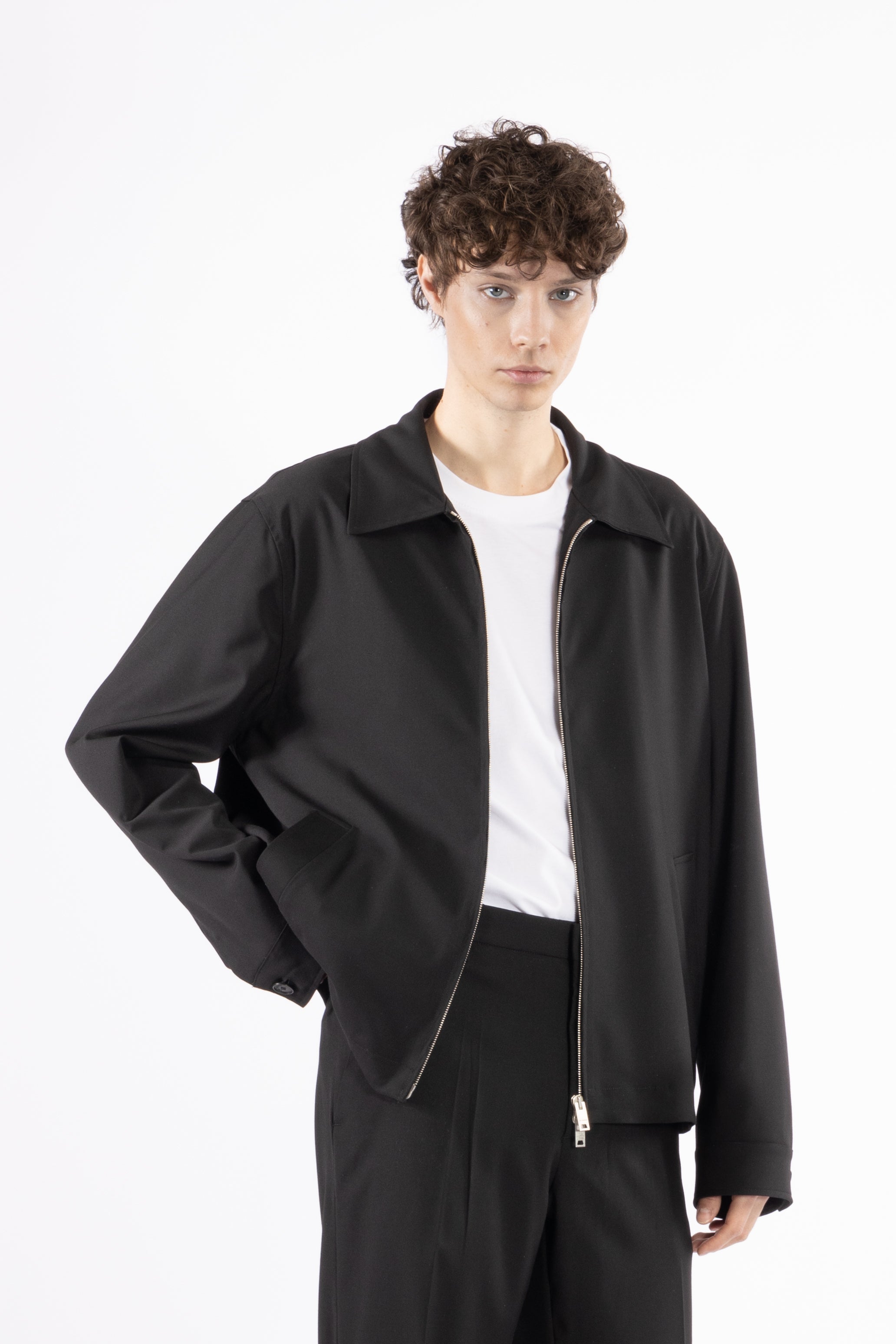 Giacca camicia con cerniera - Nero