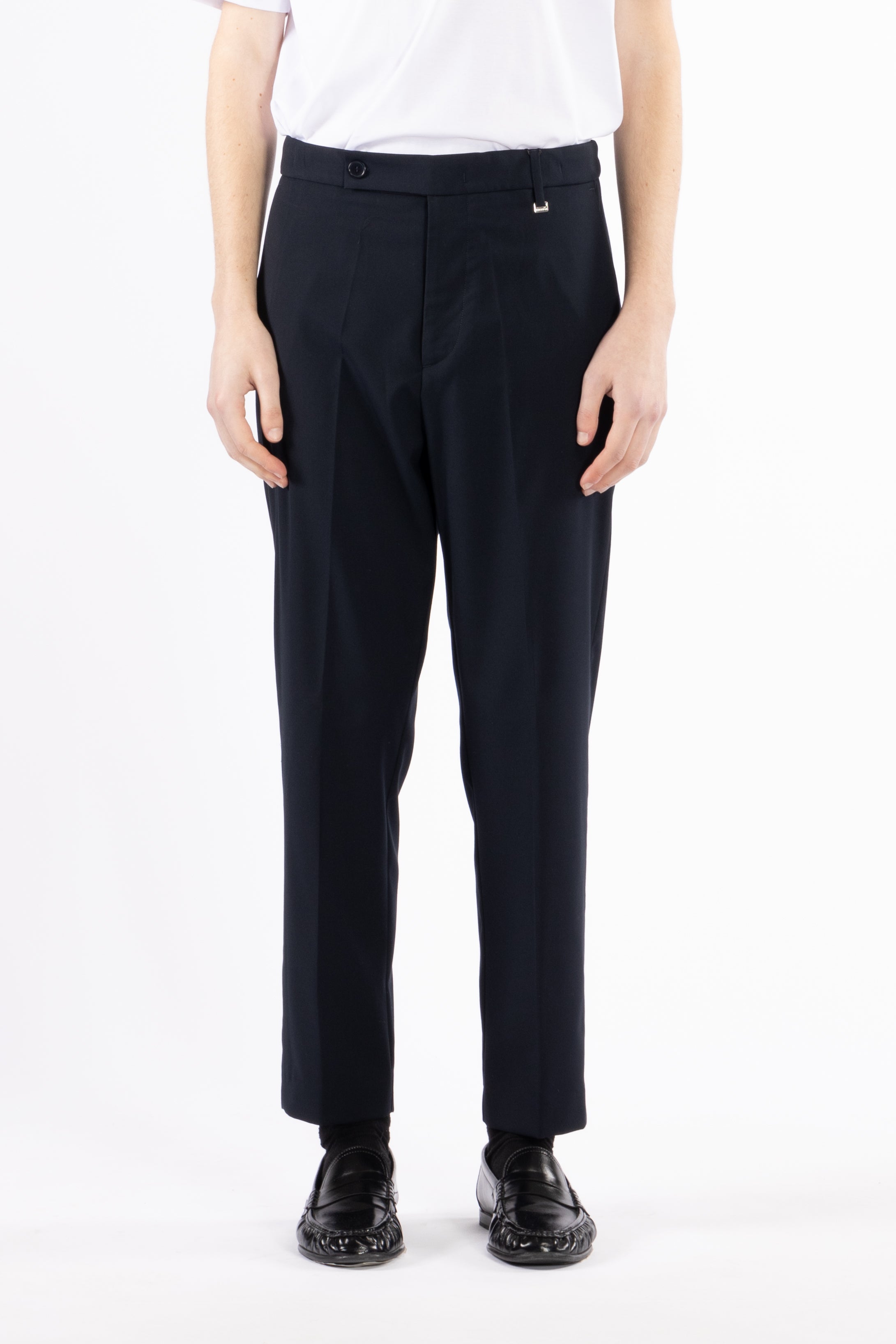 Pantalone regolare vita alta - Blu