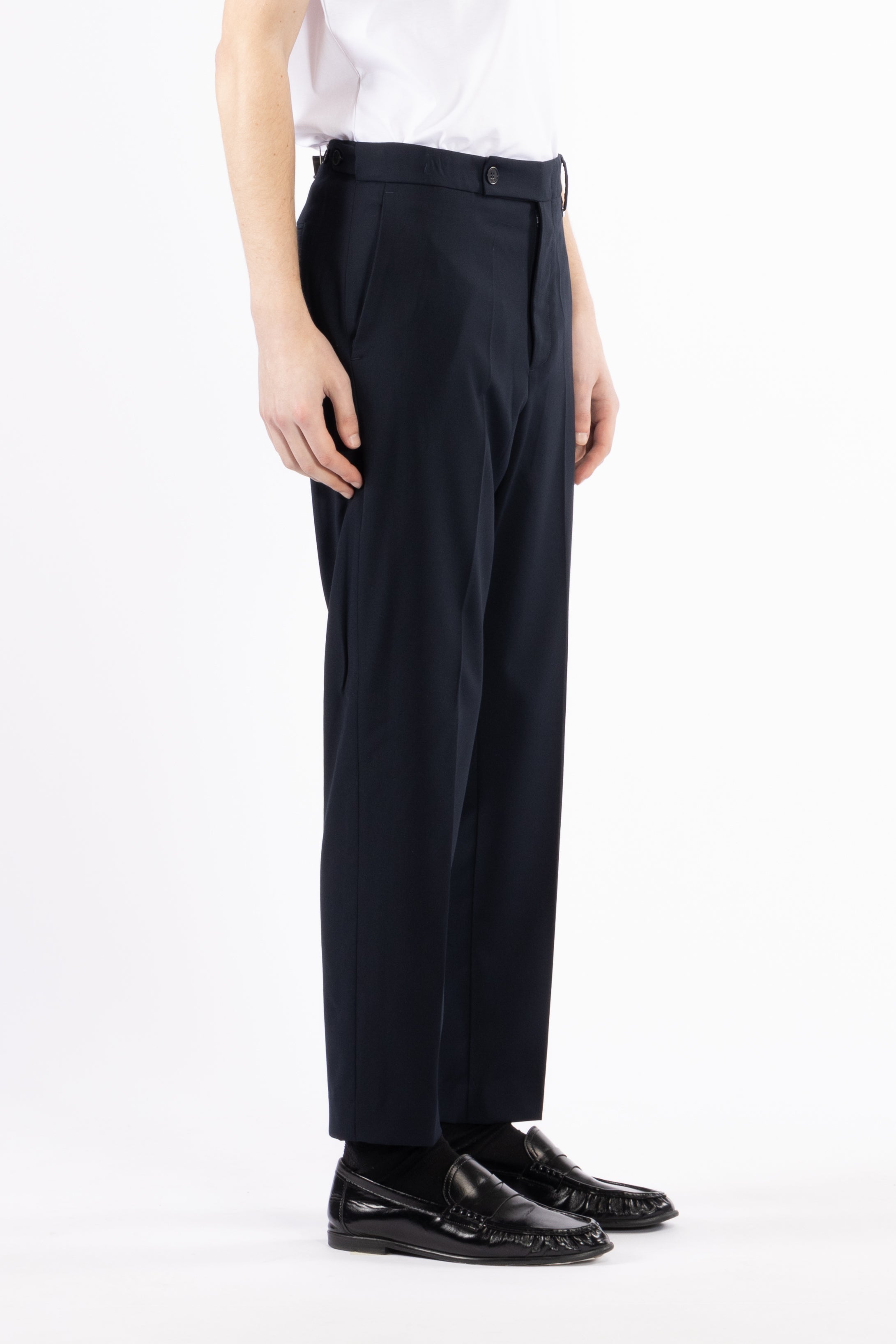 Pantalone regolare vita alta - Blu