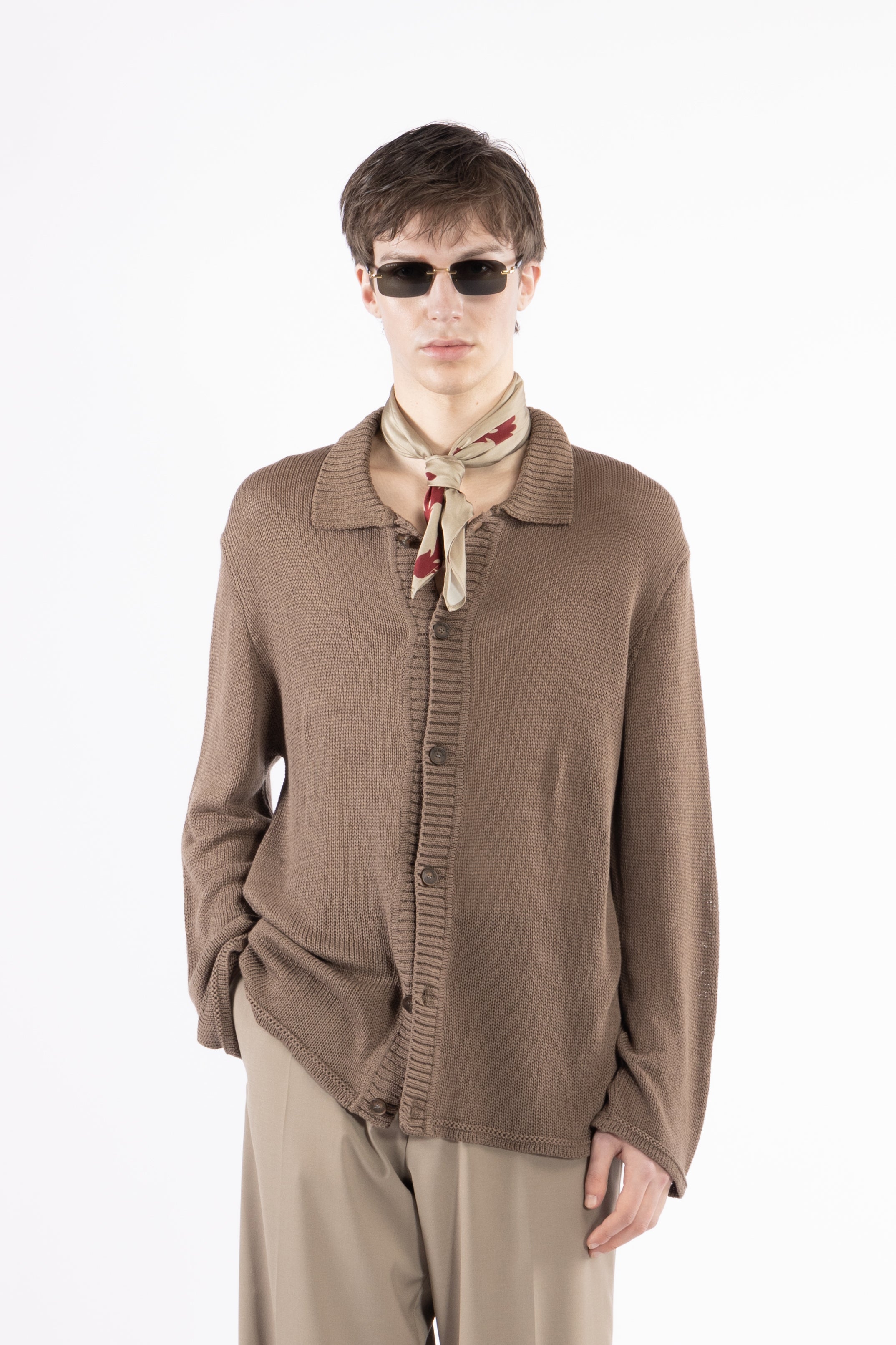 Camicia cardigan in maglia - Moro