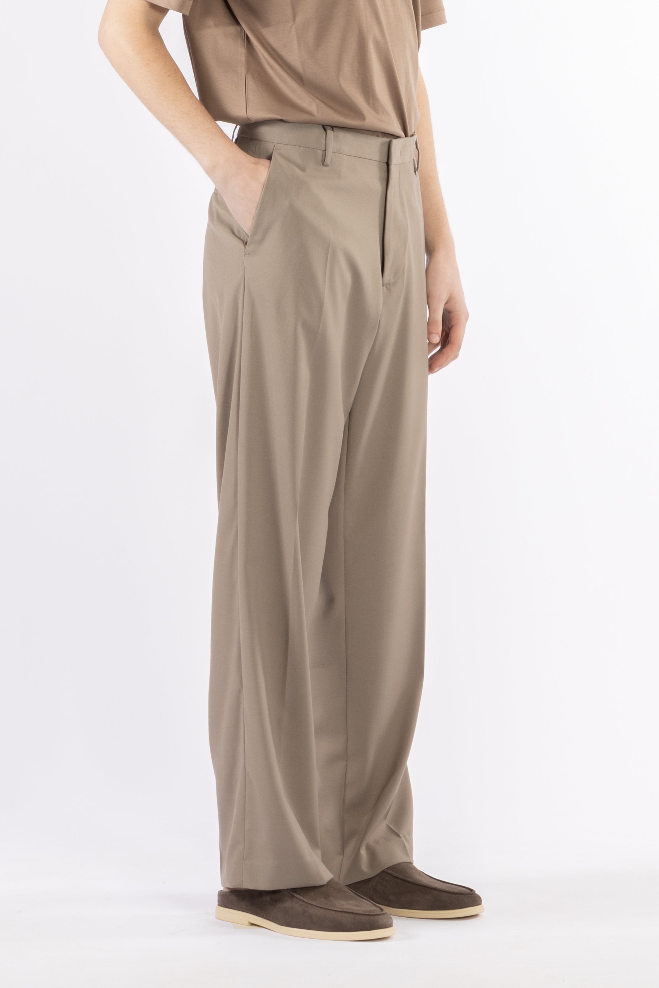 Pantalone fondo ampio - Taupe
